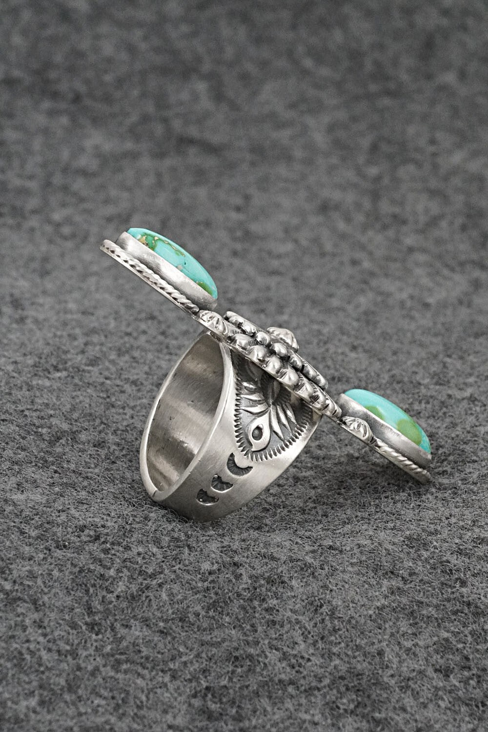 Turquoise & Sterling Silver Ring - Samuel Yellowhair - Size 8.5