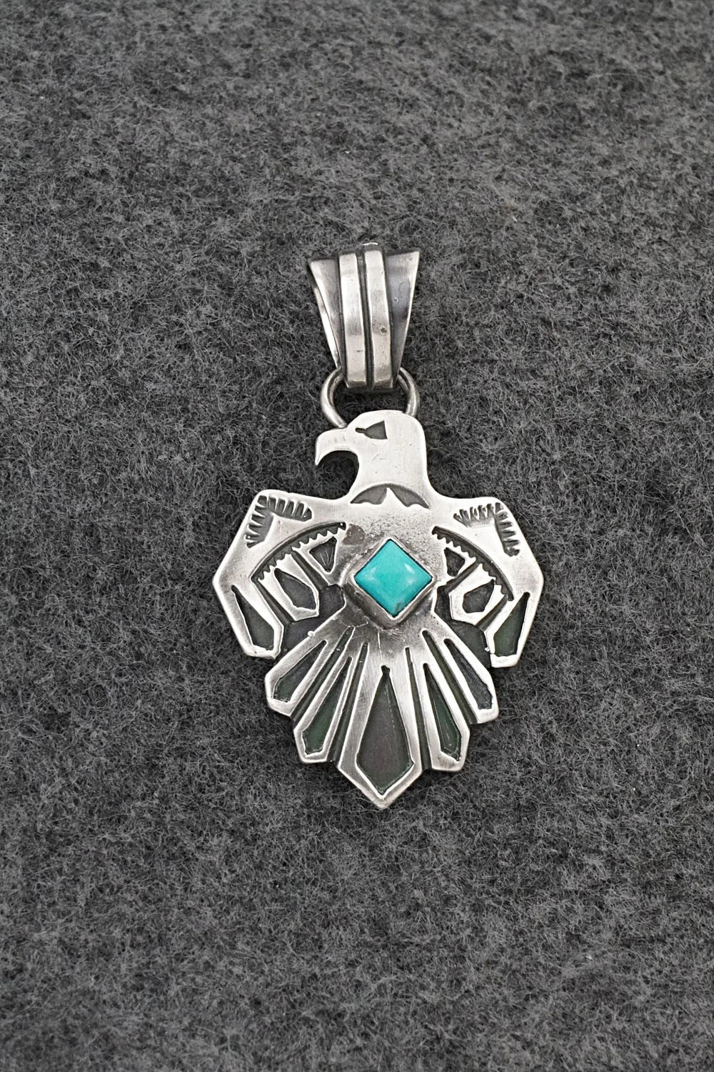 Turquoise & Sterling Silver Pendant - Jerold Joe