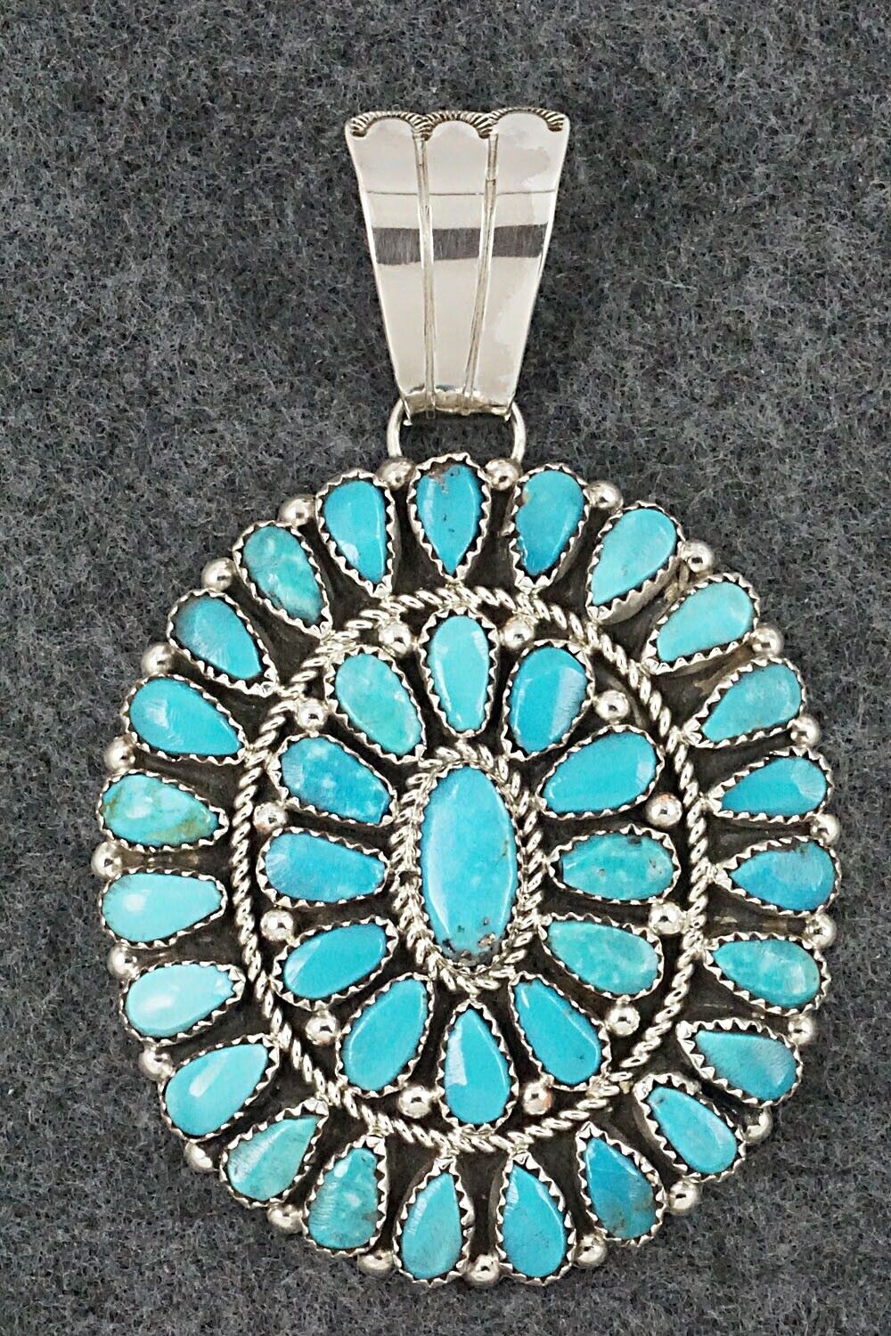 Turquoise & Sterling Silver Pendant - Eunise Wilson
