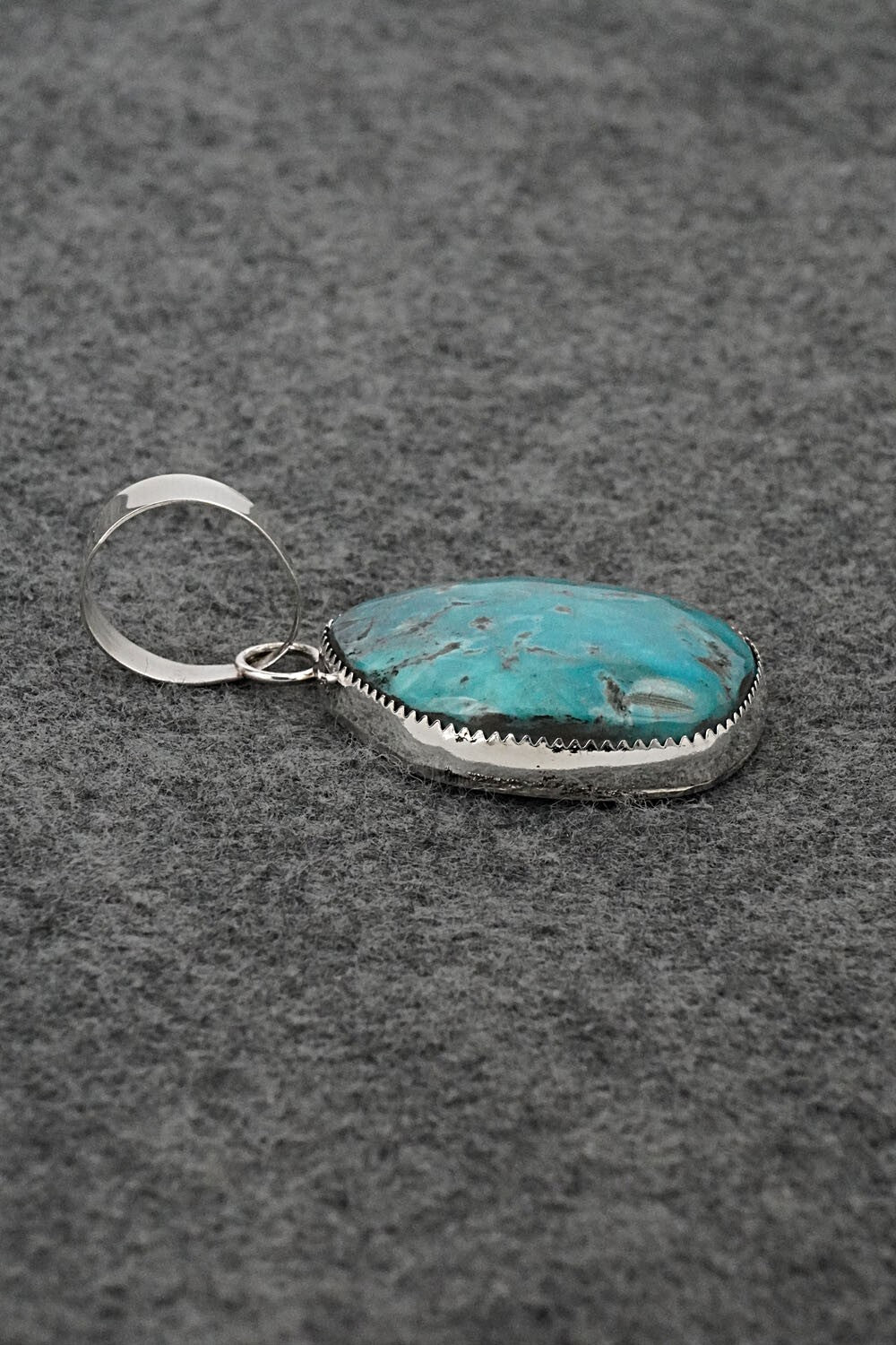 Turquoise and Sterling Silver Pendant - Leslie Nez