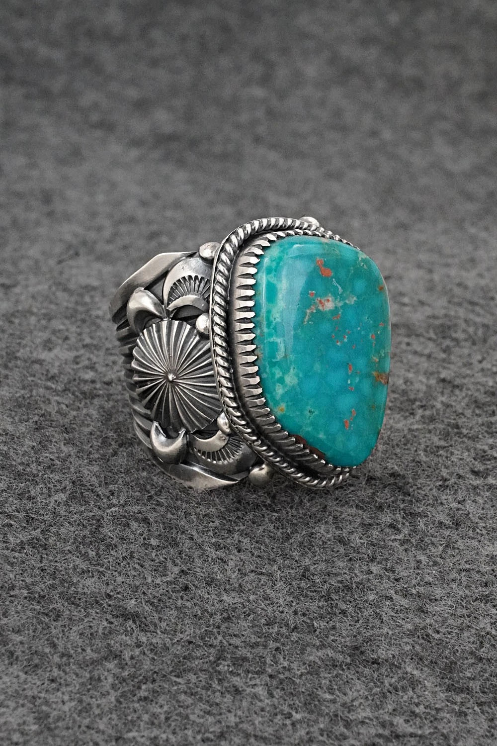 Turquoise & Sterling Silver Ring - Delbert Gordon - Size 13