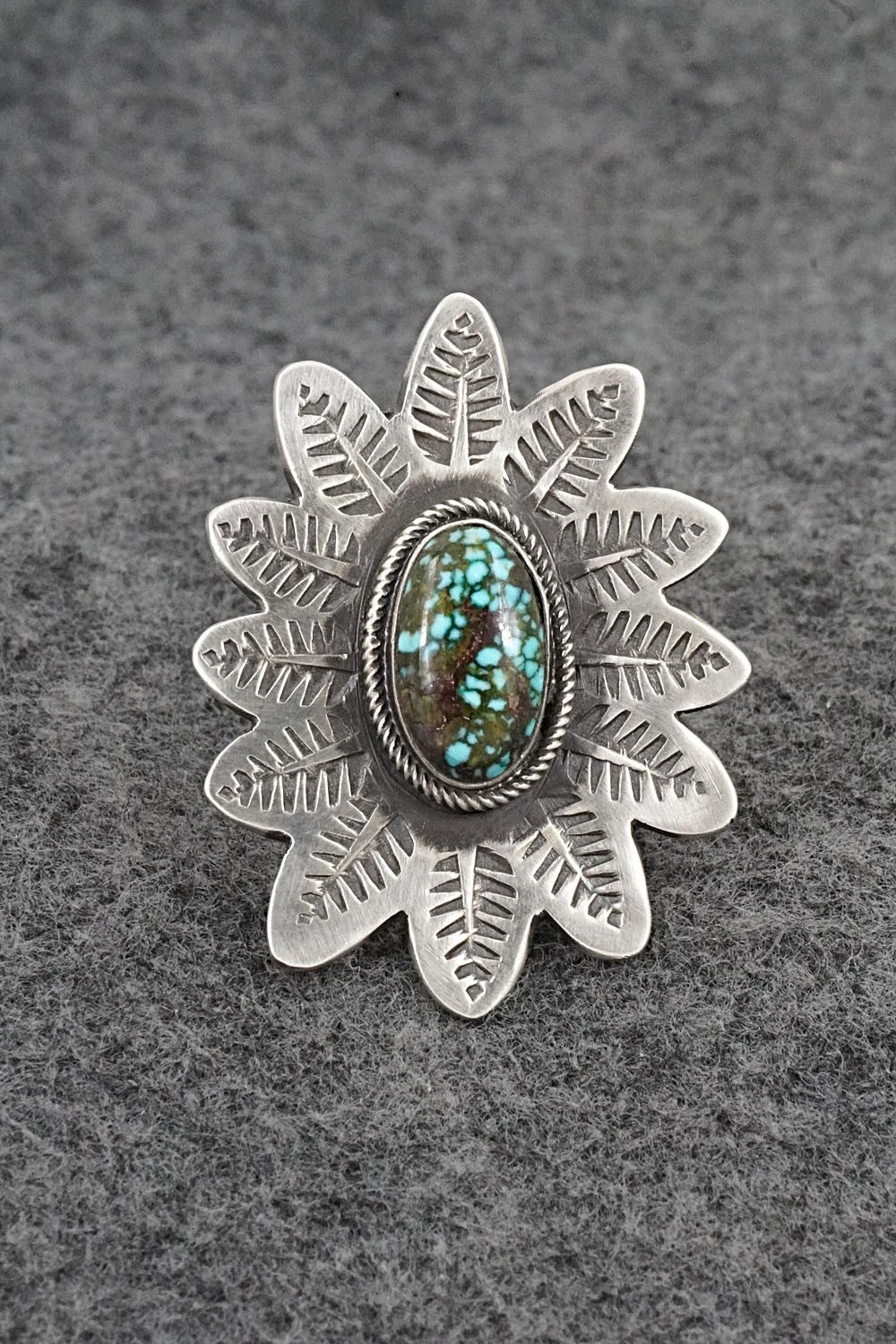 Turquoise & Sterling Silver Ring - Calvin Martinez - Size 8