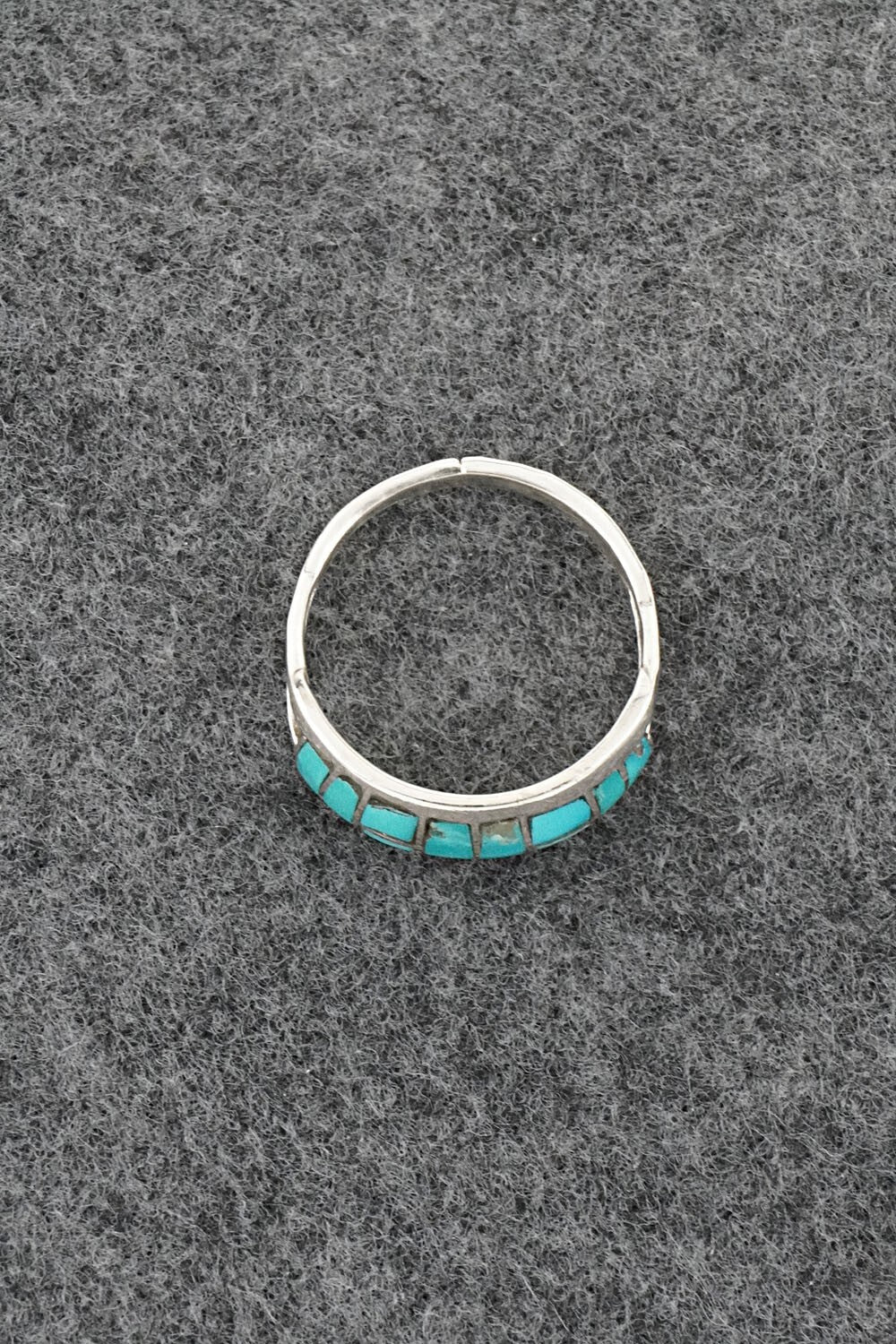 Turquoise & Sterling Silver Inlay Ring - Matilda Chattin - Size 9.5
