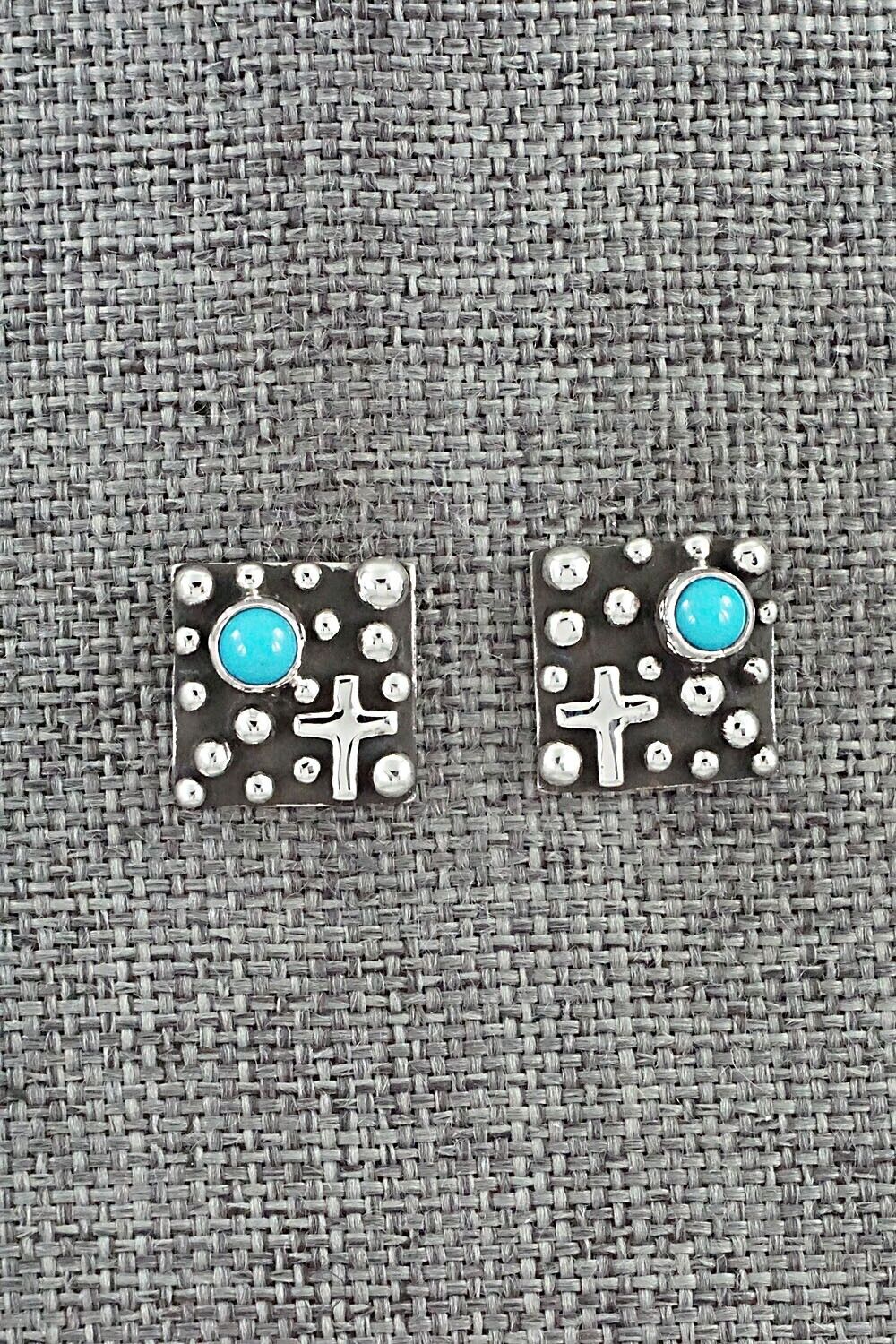 Turquoise & Sterling Silver Earrings - Akee Douglas