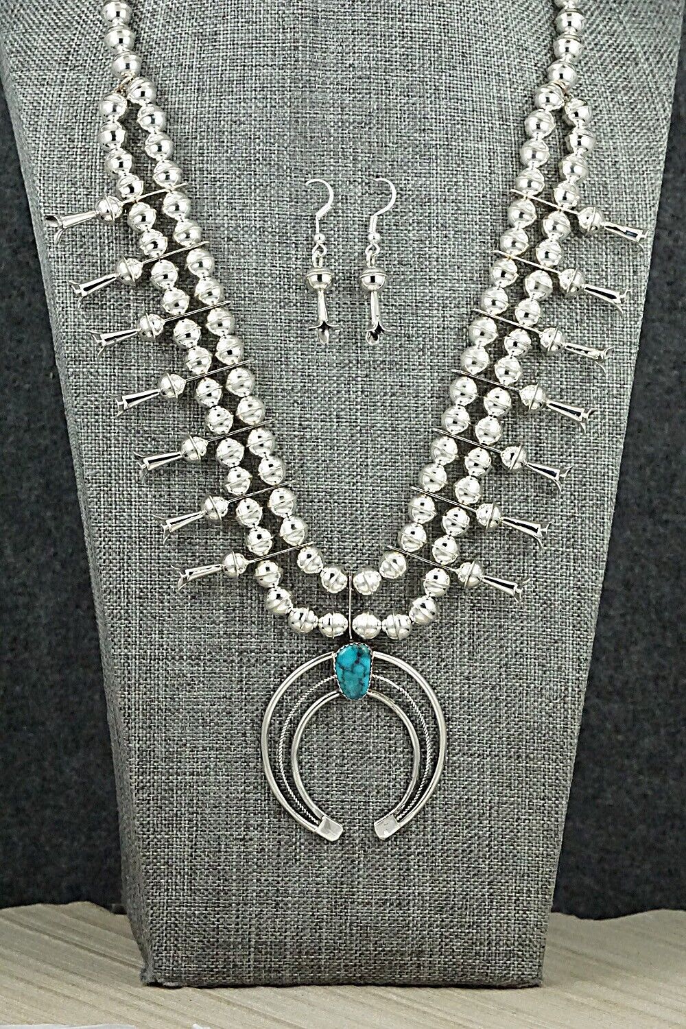 Turquoise & Sterling Silver Squash Blossom Set - Phil Garcia