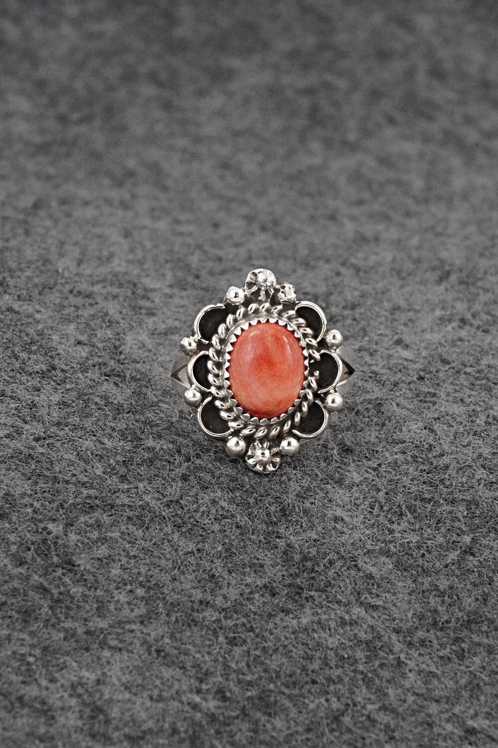 Spiny Oyster & Sterling Silver Ring - Frieda Martinez - Size 6.5