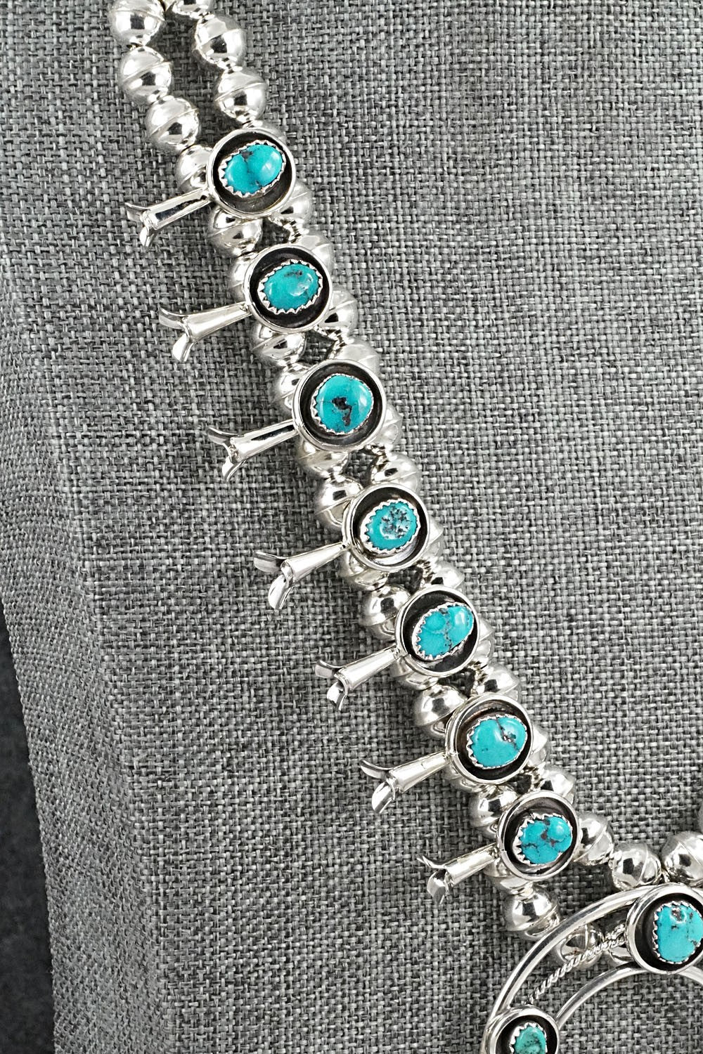 Turquoise & Sterling Silver Squash Blossom Set - Phil Garcia