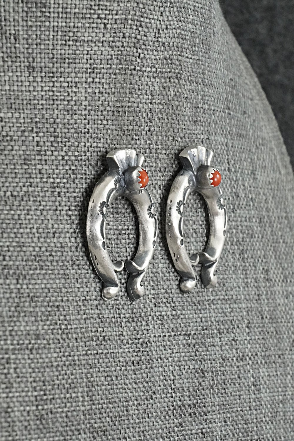 Coral & Sterling Silver Earrings - Adrienne Gordon