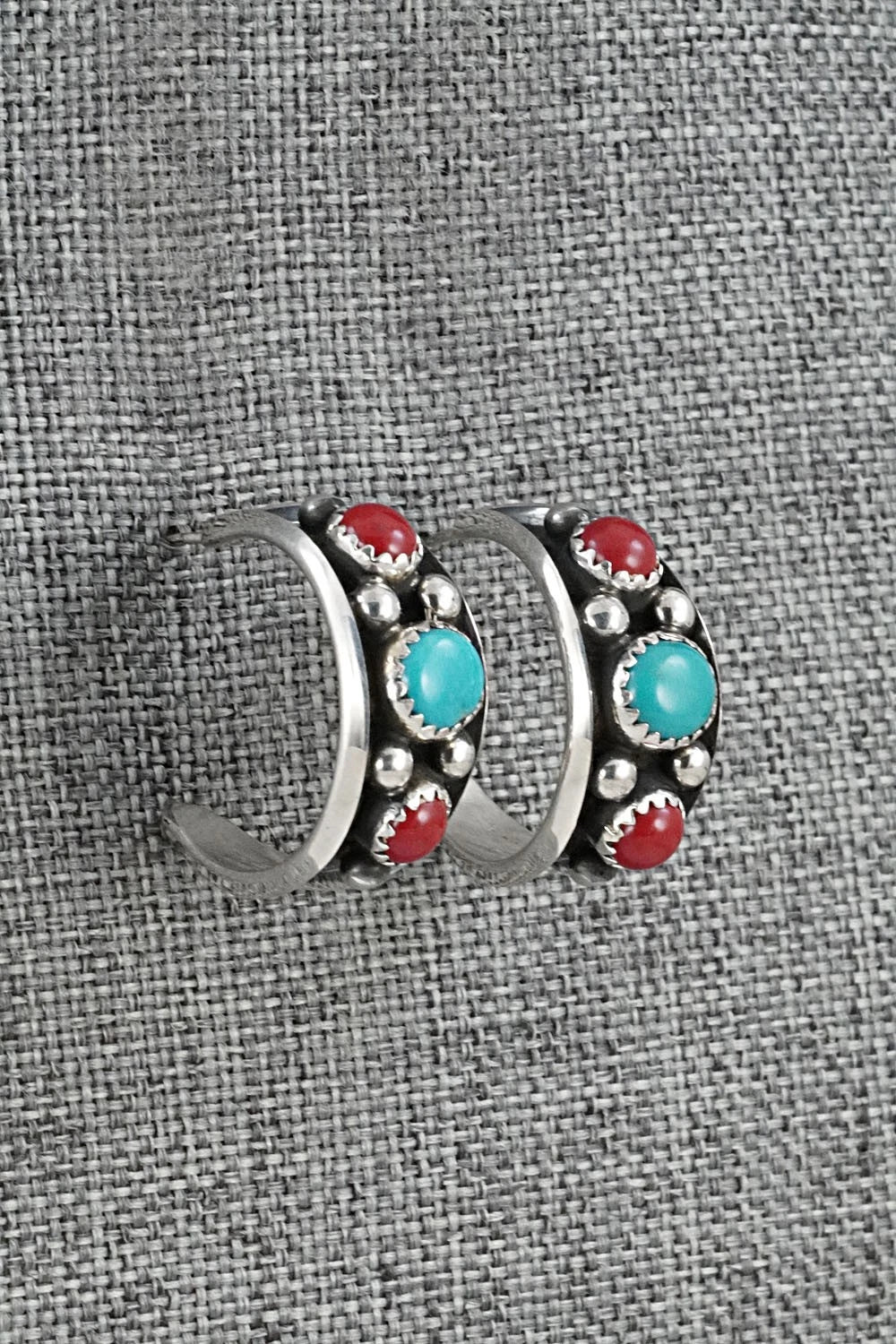 Coral, Turquoise & Sterling Silver Earrings - Paul Largo