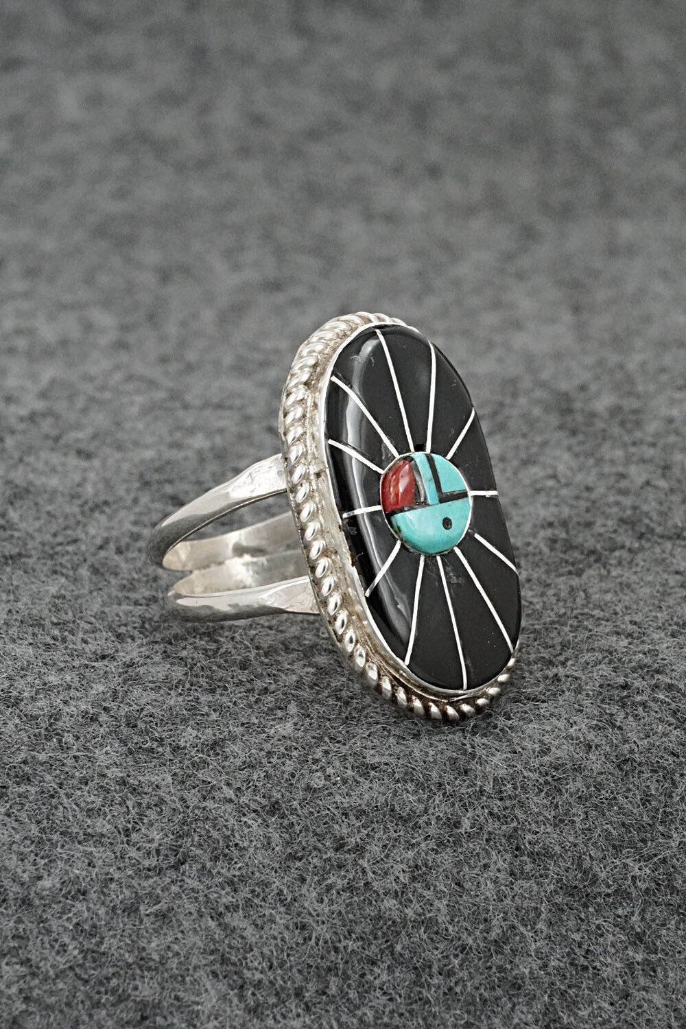 Multi-Stone & Sterling Silver Inlay Ring - Ola Eriacho - Size 10.5