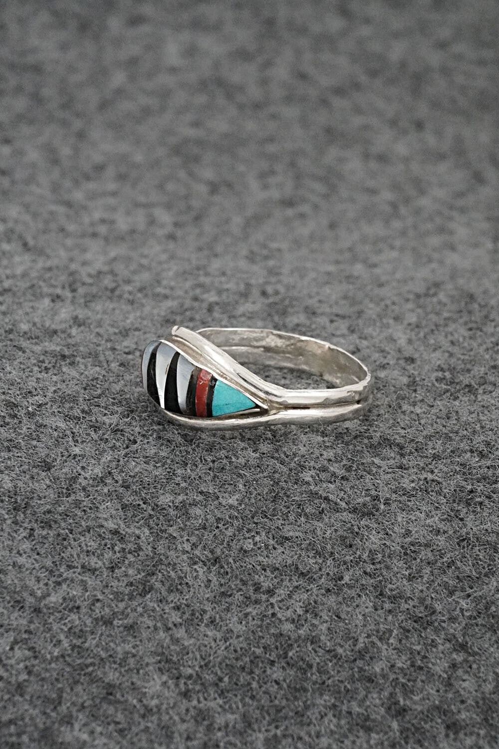 Multi-Stone & Sterling Silver Inlay Ring - Ola Eriacho - Size 9.5