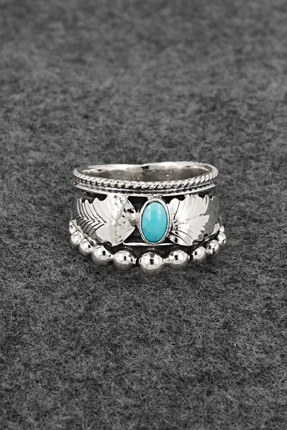 Turquoise & Sterling Silver Ring - Tom Lewis - Size 8.5