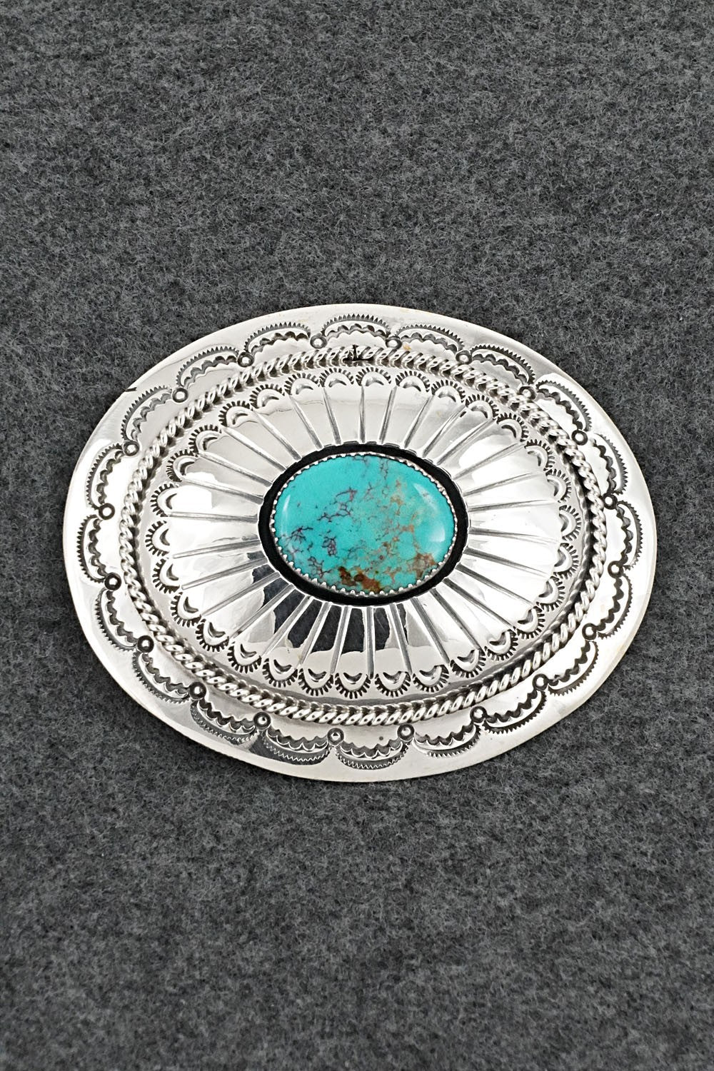 Turquoise & Sterling Silver Belt Buckle - Wilbert Muskett Sr.