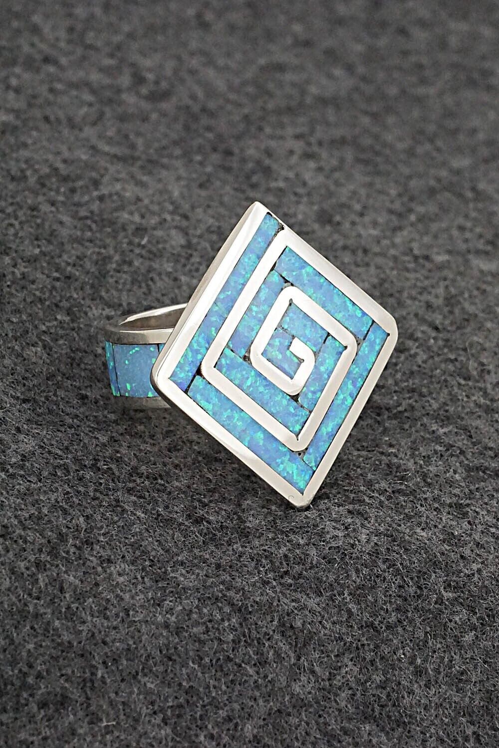 Opalite & Sterling Silver Inlay Ring - Elliot Coonsis - Size 9