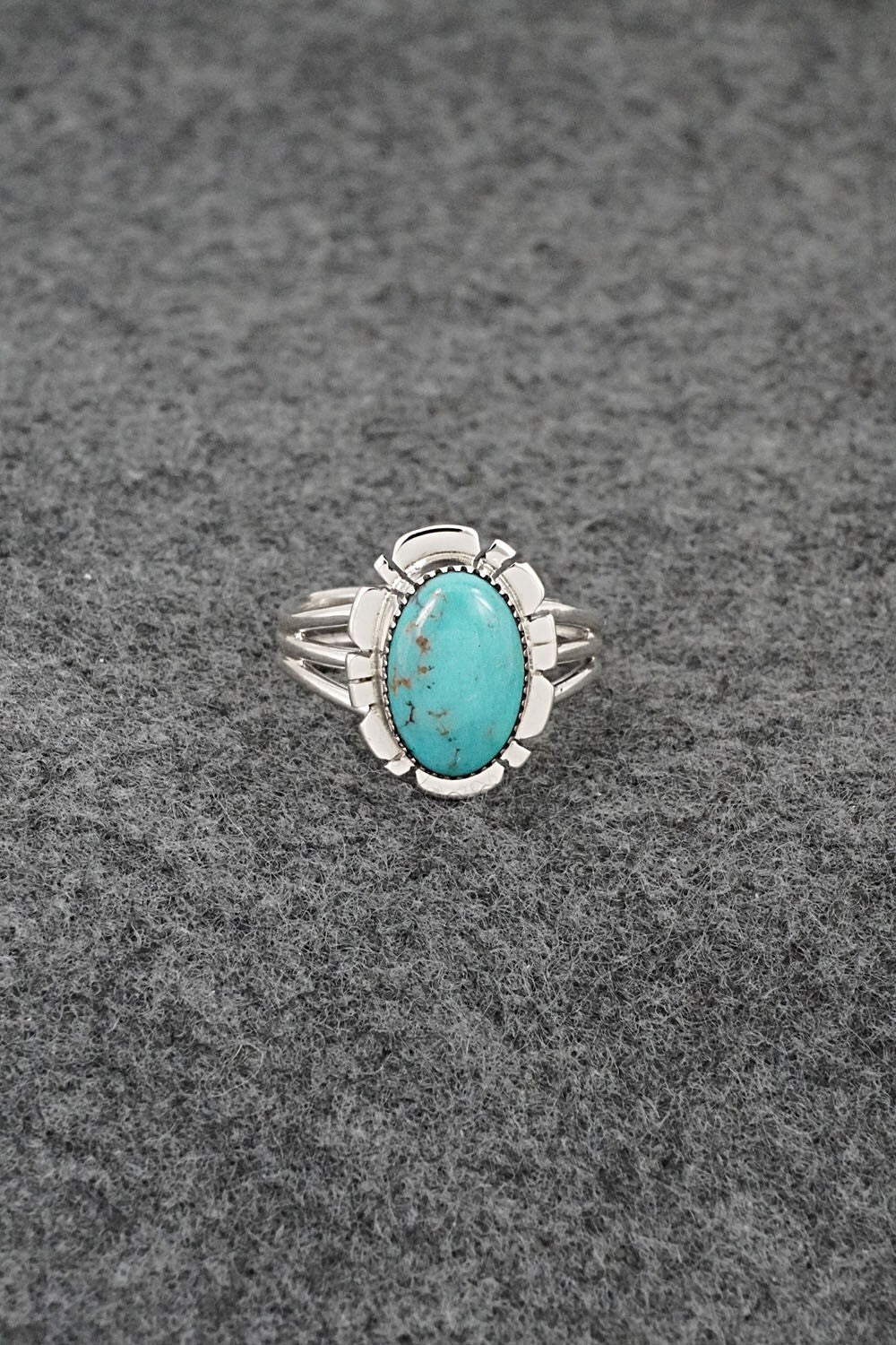 Turquoise & Sterling Silver Ring - Leona Delgarito - Size 6.25