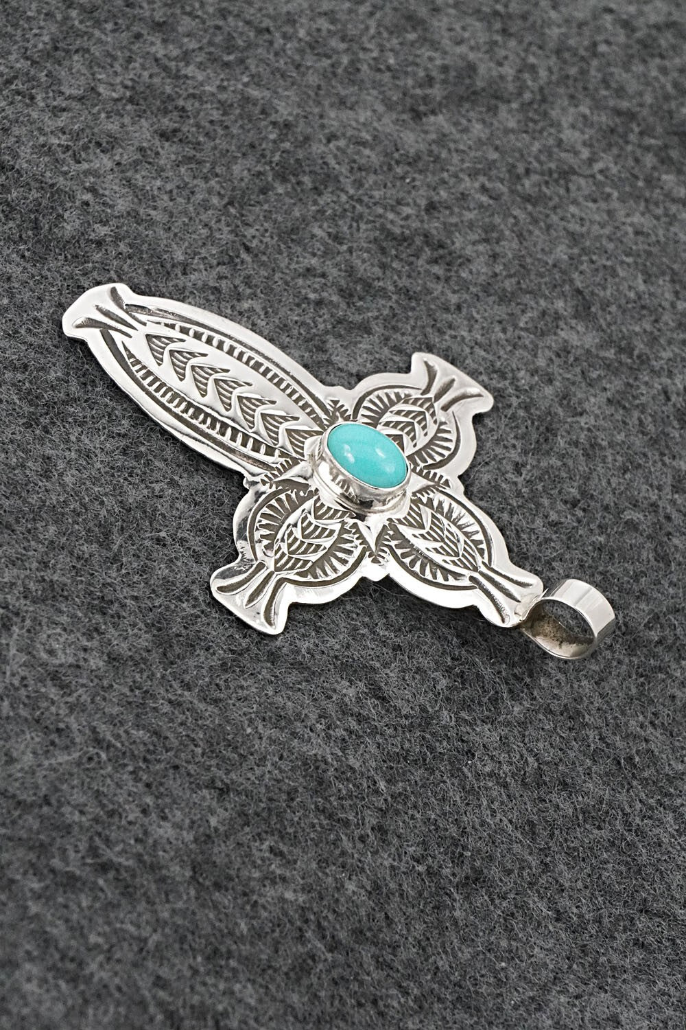 Turquoise & Sterling Silver Pendant - Arnold Blackgoat