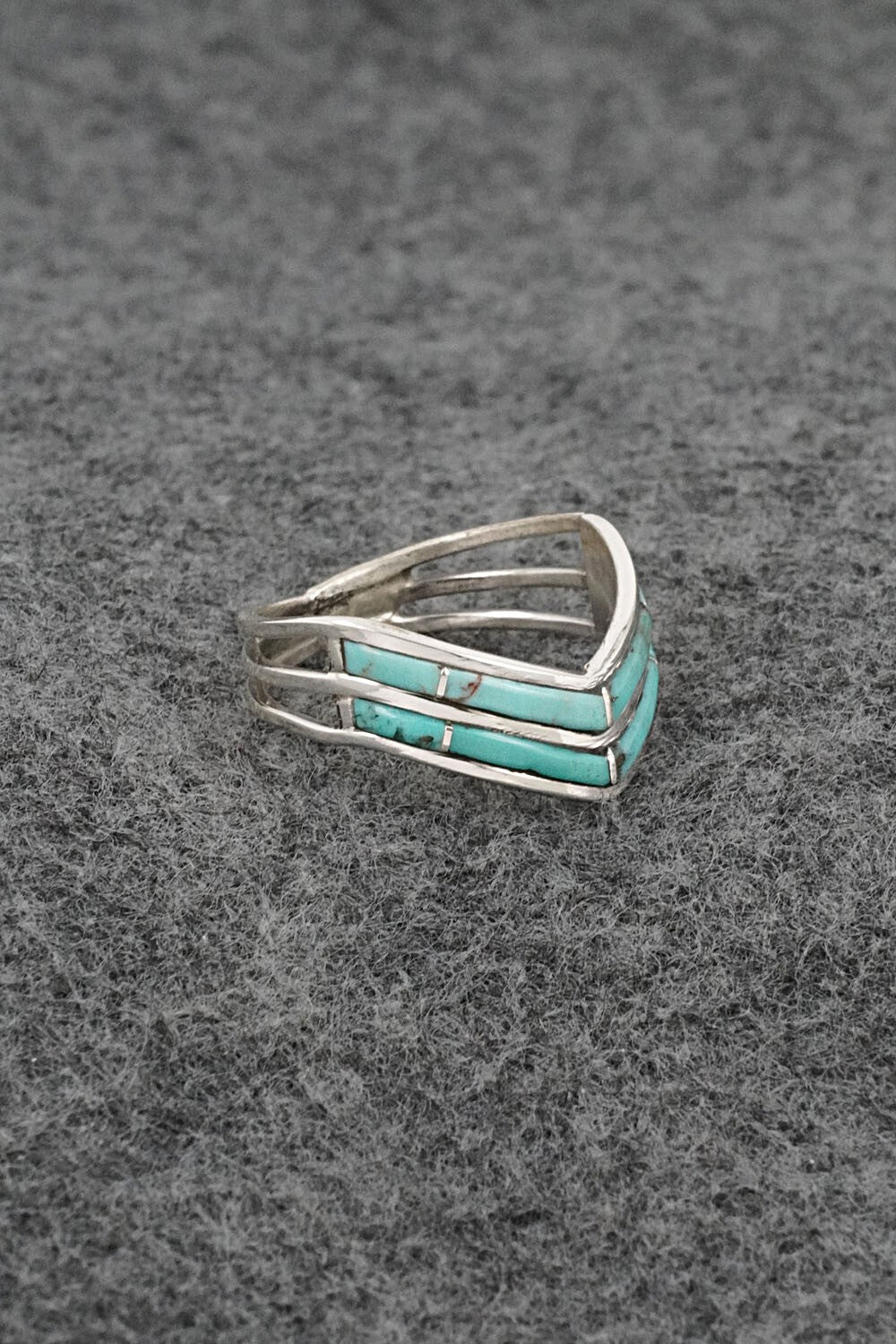 Turquoise & Sterling Silver Ring - Andrew Enrico - Size 8.5