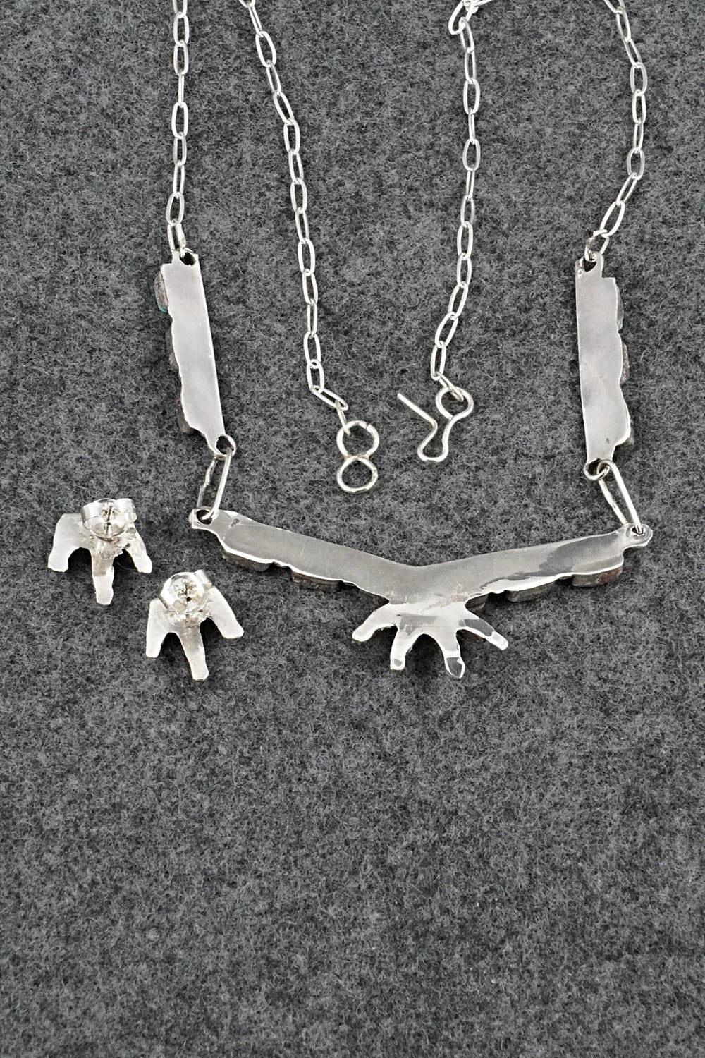 Turquoise & Sterling Silver Necklace and Earrings Set - Veronica Yawakia