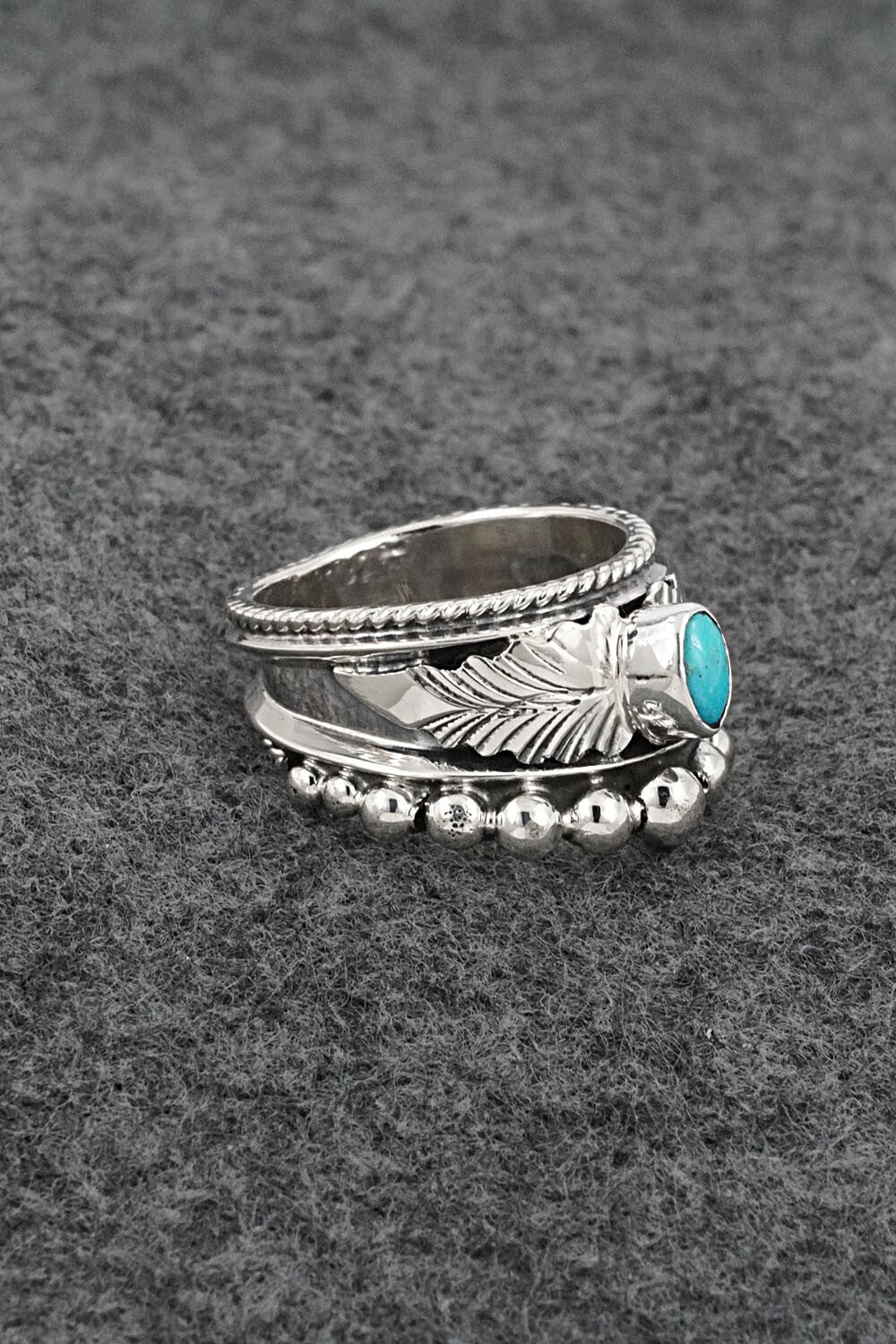 Turquoise & Sterling Silver Ring - Tom Lewis - Size 8.5