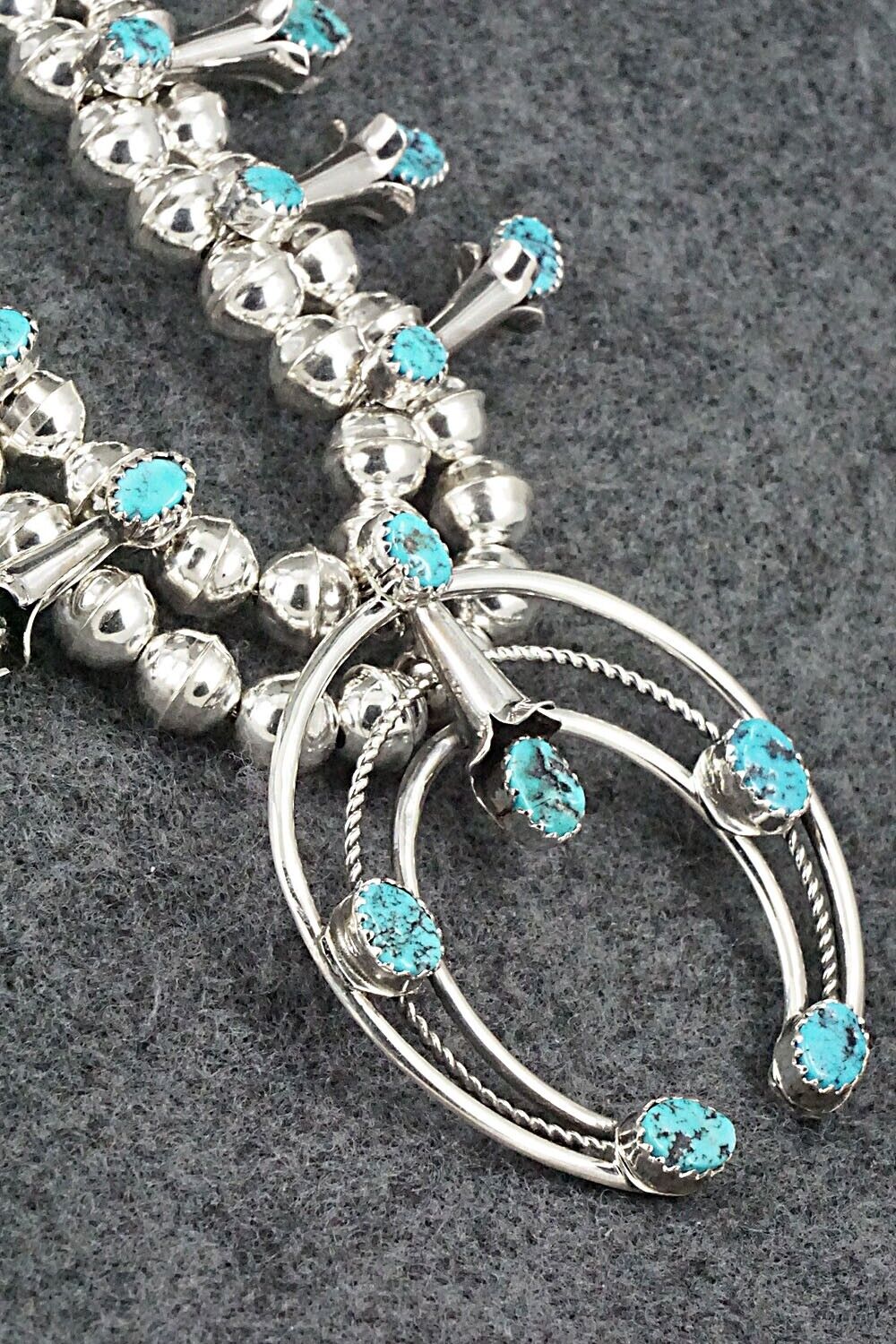Turquoise & Sterling Silver Squash Blossom Set - Phil Garcia