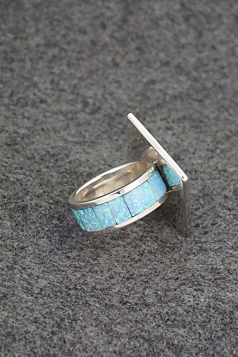 Opalite & Sterling Silver Inlay Ring - Elliot Coonsis - Size 9