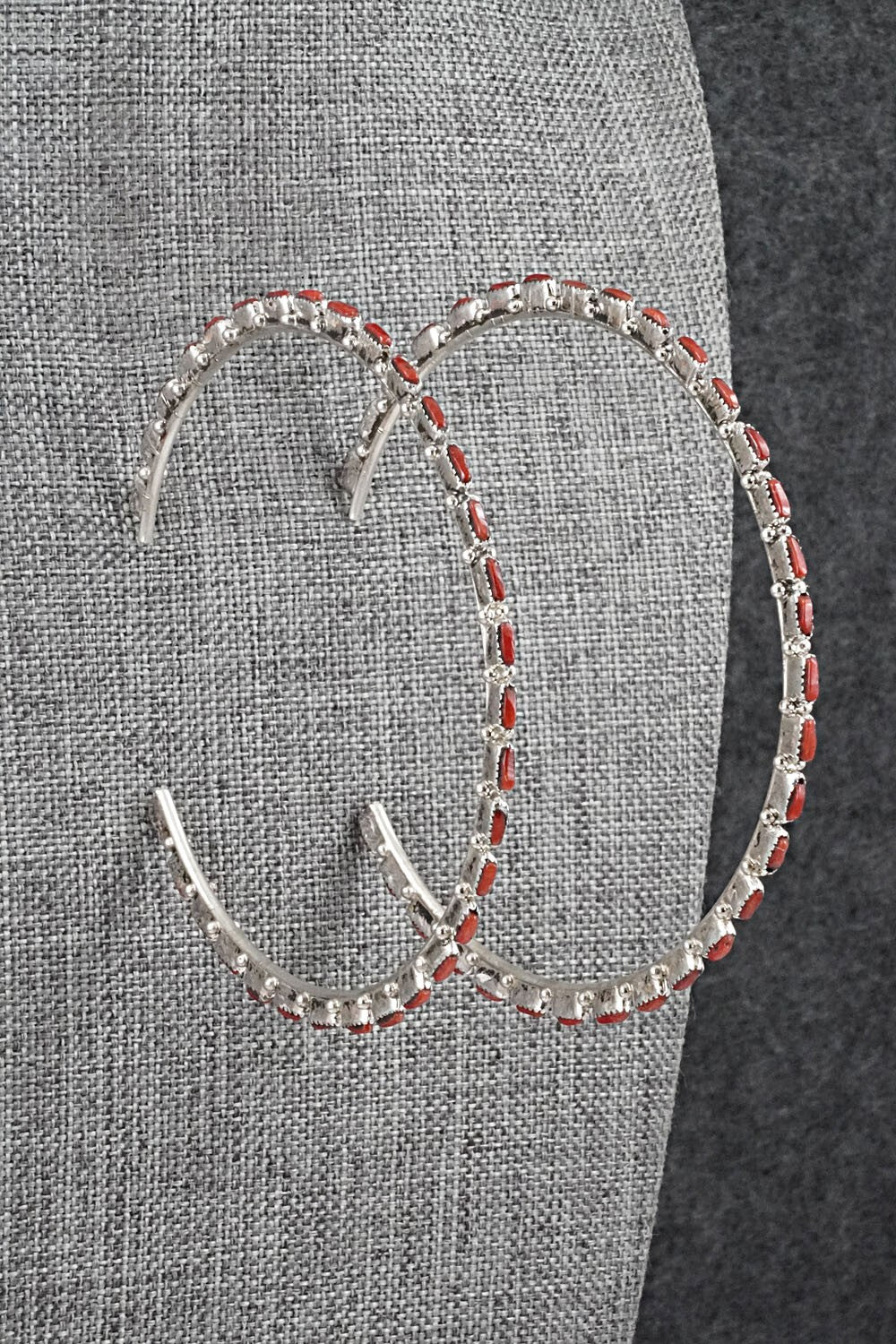 Coral & Sterling Silver Earrings - Aurelia Hughte