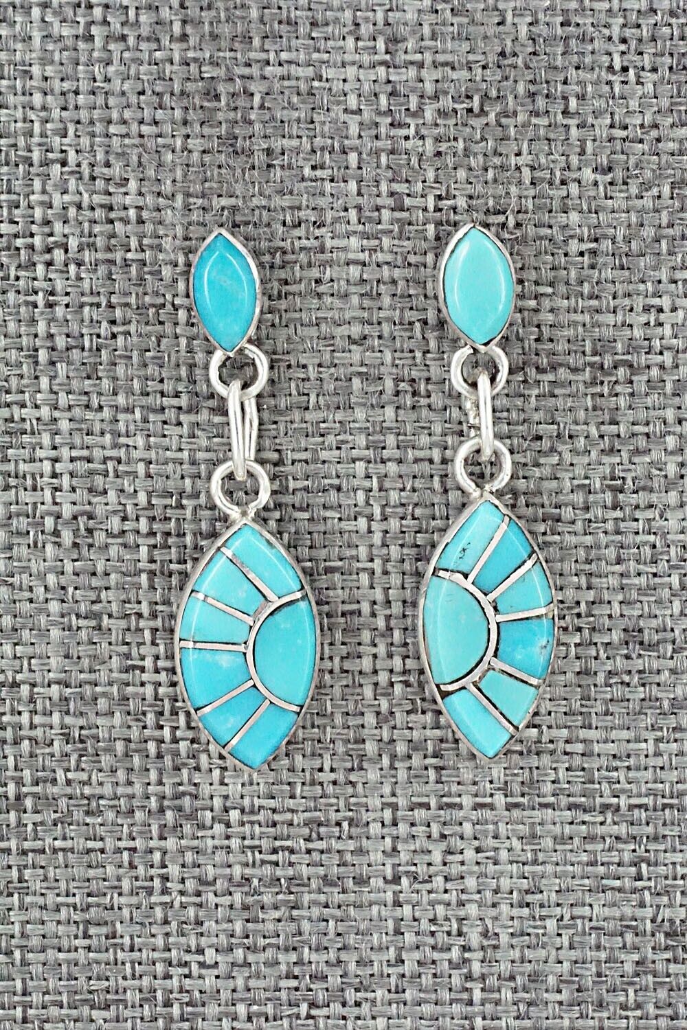 Turquoise & Sterling Silver Earrings - Eldrick Seoutewa