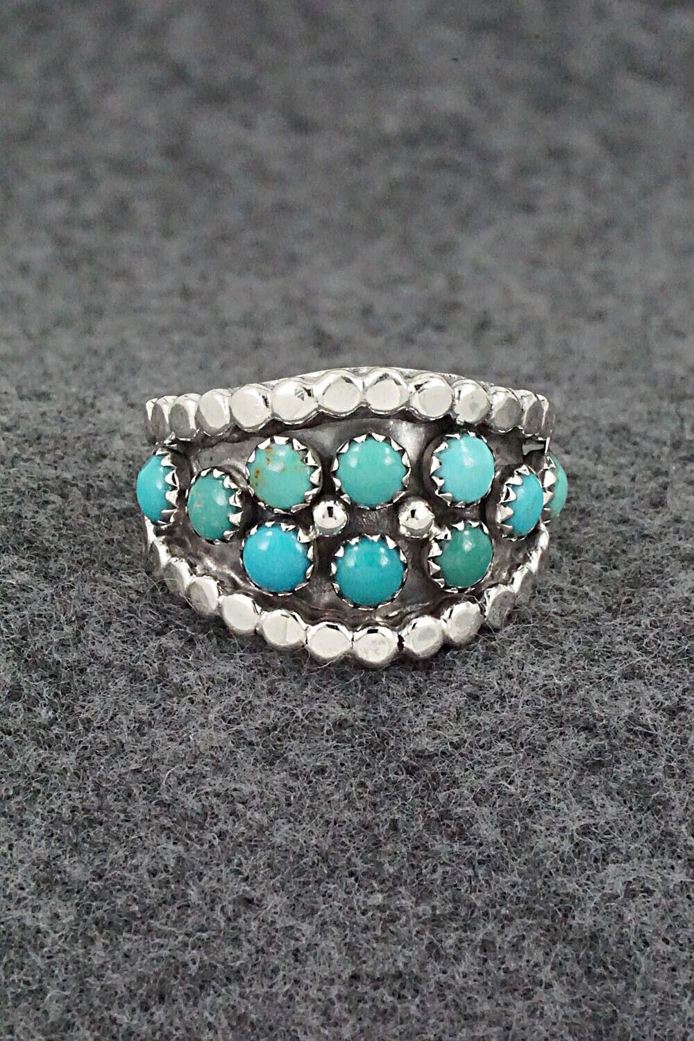 Turquoise & Sterling Silver Ring - Kenny Lonjose - Size 9
