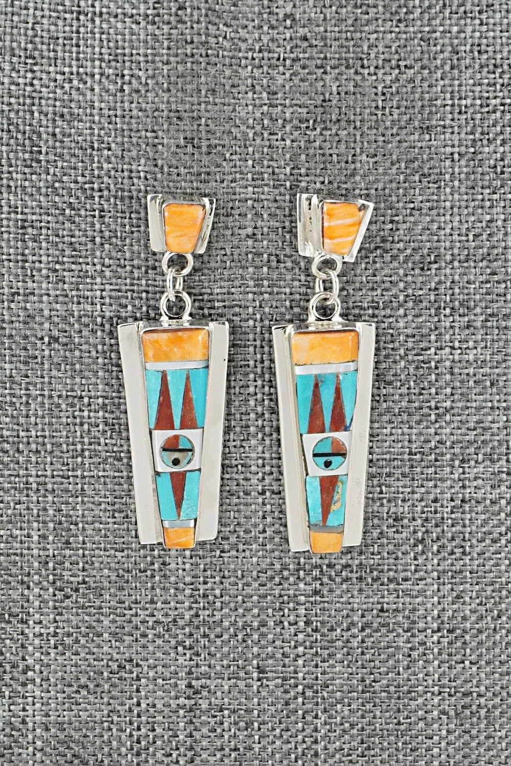 Multi-Stone & Sterling Silver Inlay Earrings - Rayland Edaakie