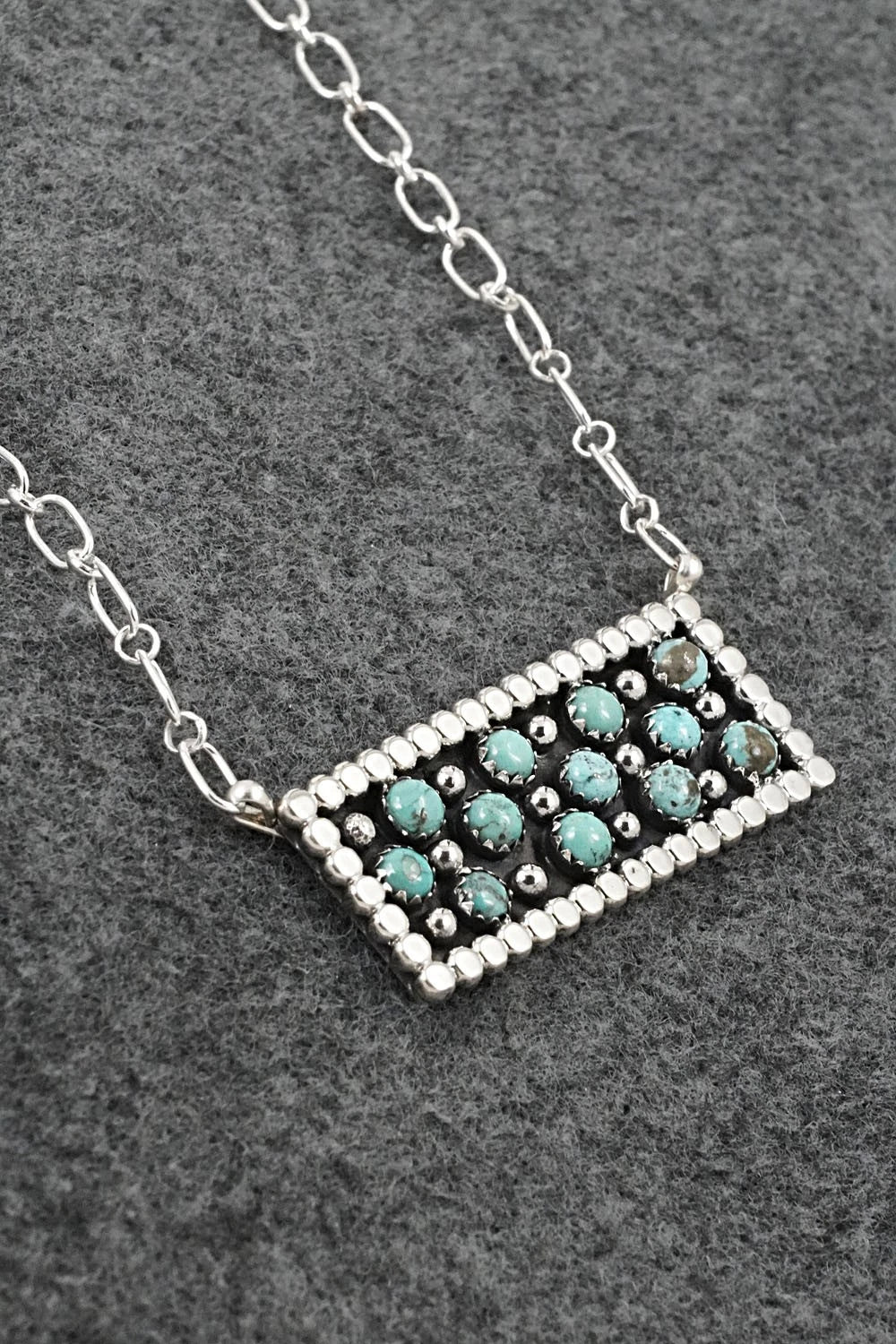 Turquoise & Sterling Silver Necklace - Kenny Lonjose