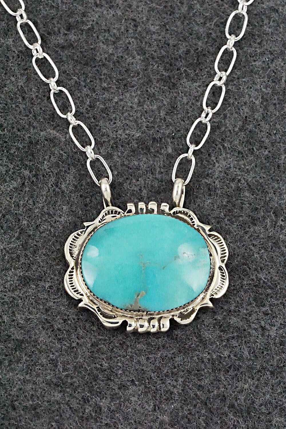 Turquoise & Sterling Silver Necklace - Leroy Silversmith