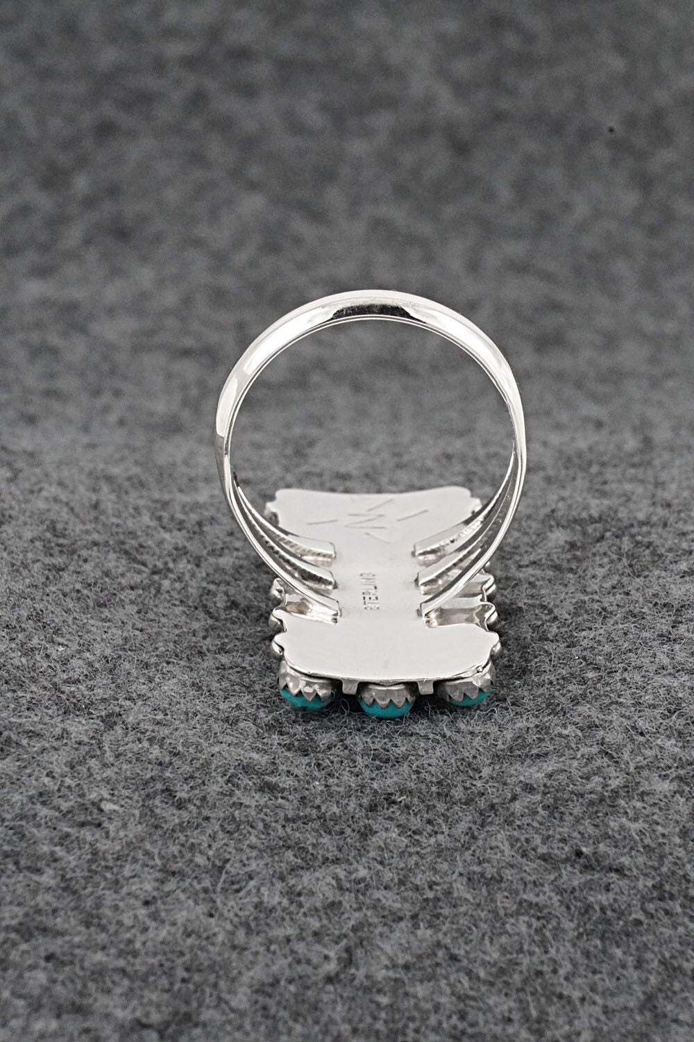 Turquoise & Sterling Silver Ring - Kenny Lonjose - Size 10