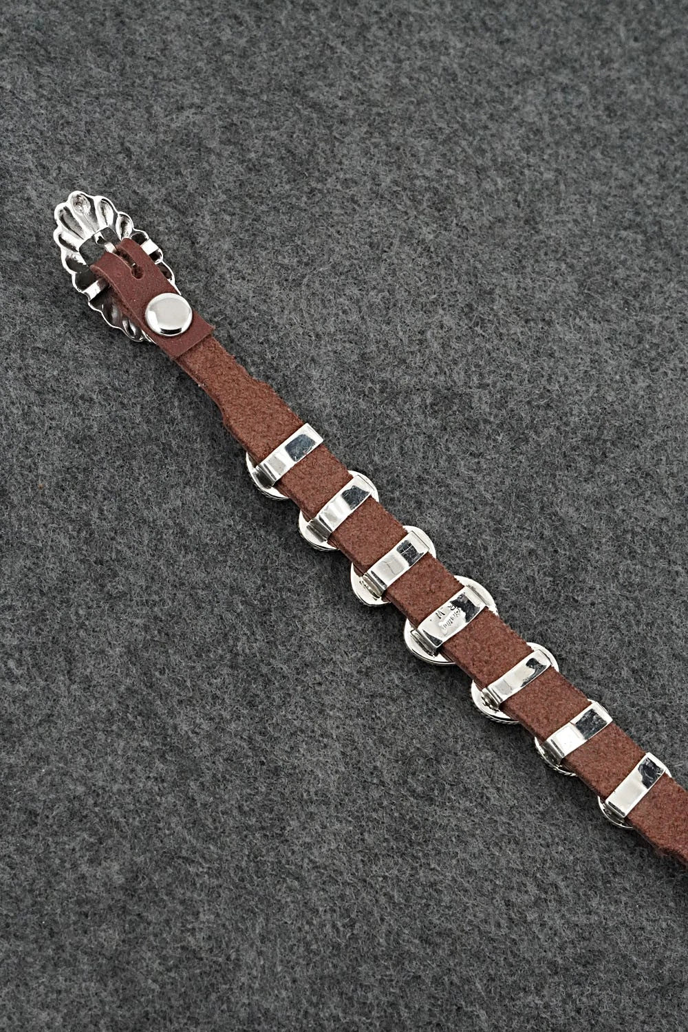 Turquoise, Sterling Silver & Leather Bracelet - Bonnie Willie