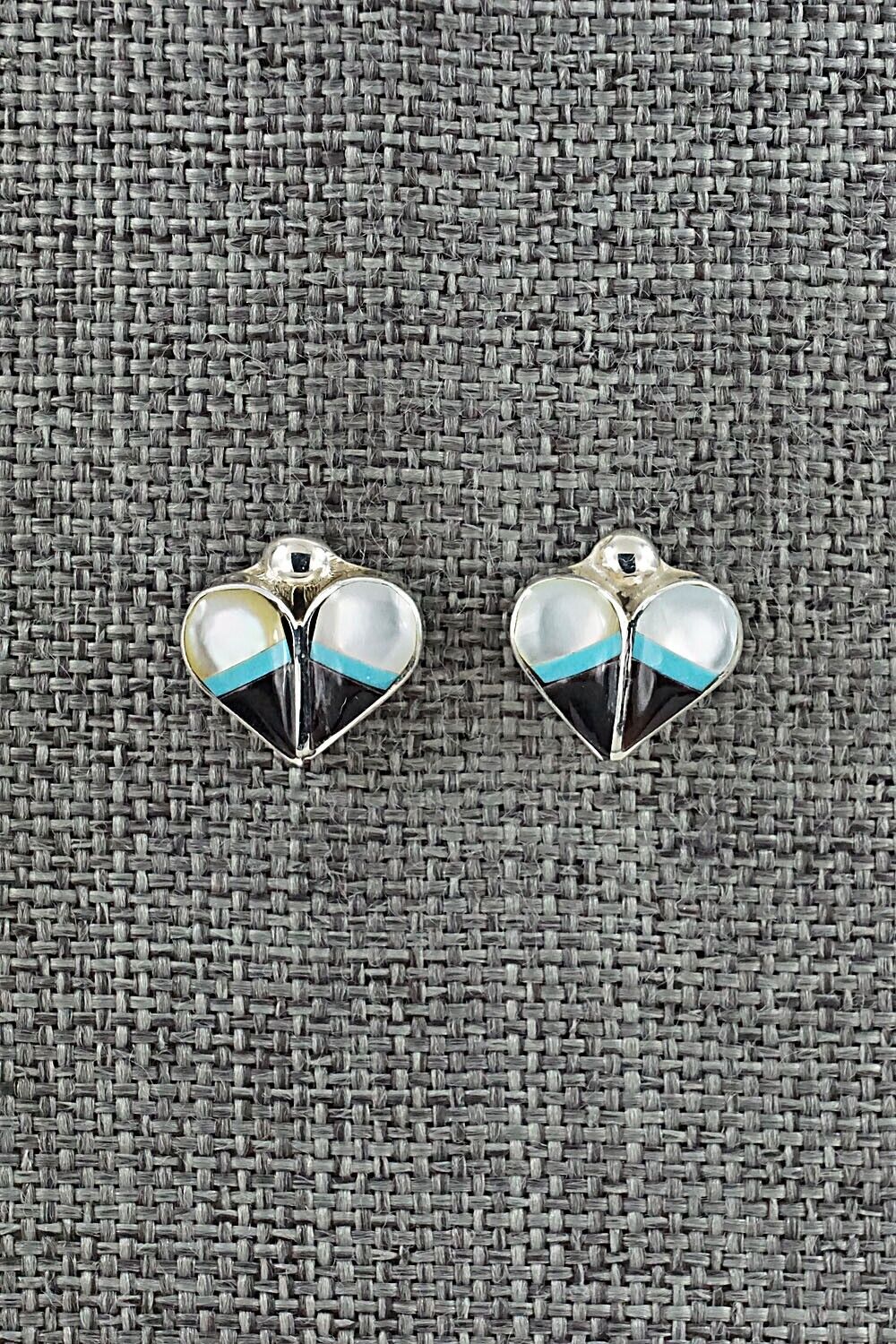 Multi Stone Inlay & Sterling Silver Earrings - Vernelda Niiha