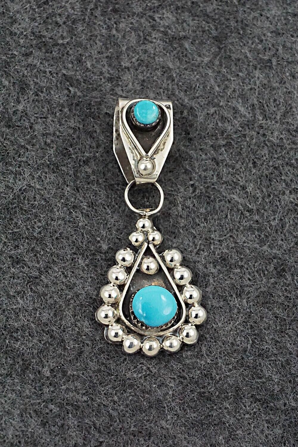 Turquoise and Sterling Silver Pendant - Verdie Booqua