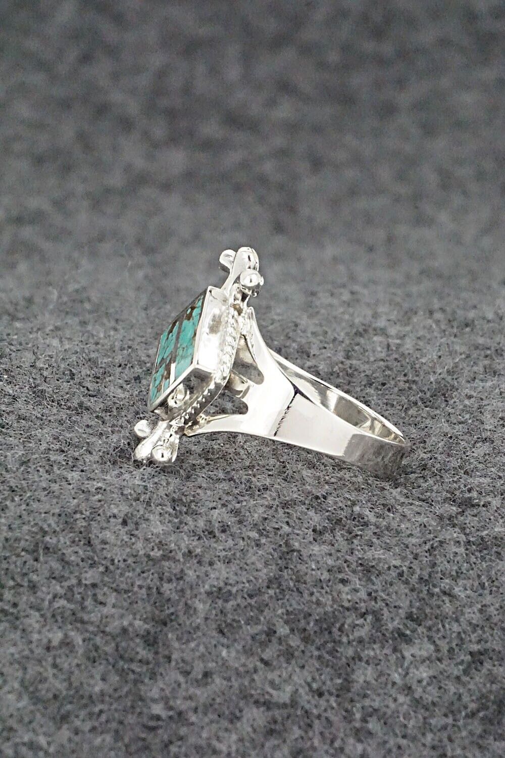 Turquoise & Sterling Silver Inlay Ring - James Manygoats - Size 8