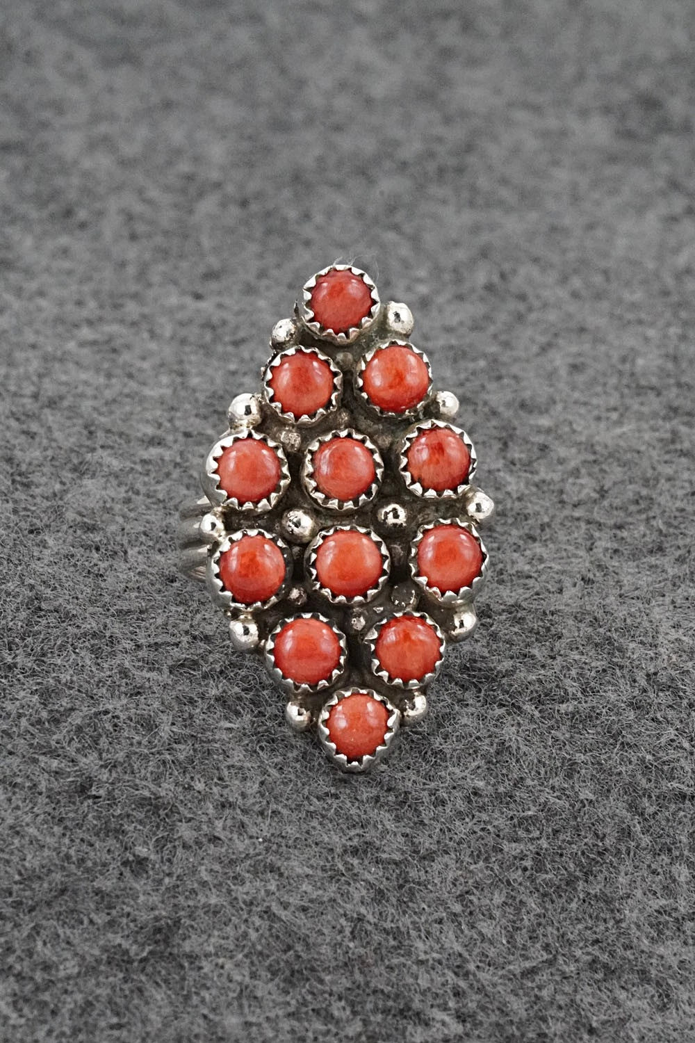 Spiny Oyster & Sterling Silver Ring - Priscilla Reeder - Size 9.5