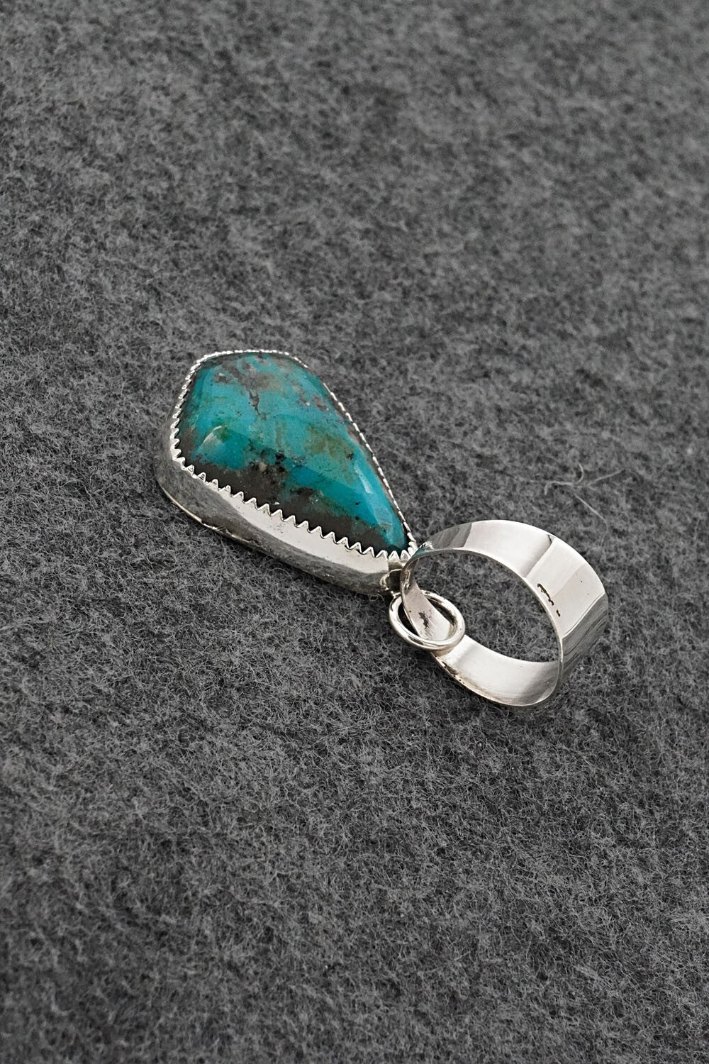 Turquoise and Sterling Silver Pendant - Leslie Nez