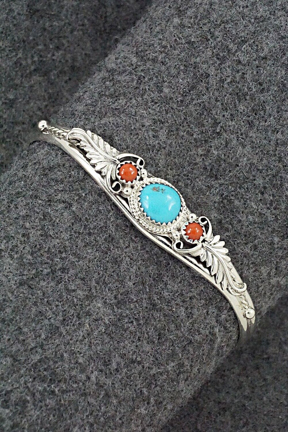 Turquoise, Coral & Sterling Silver Bracelet - Alice Rose Saunders