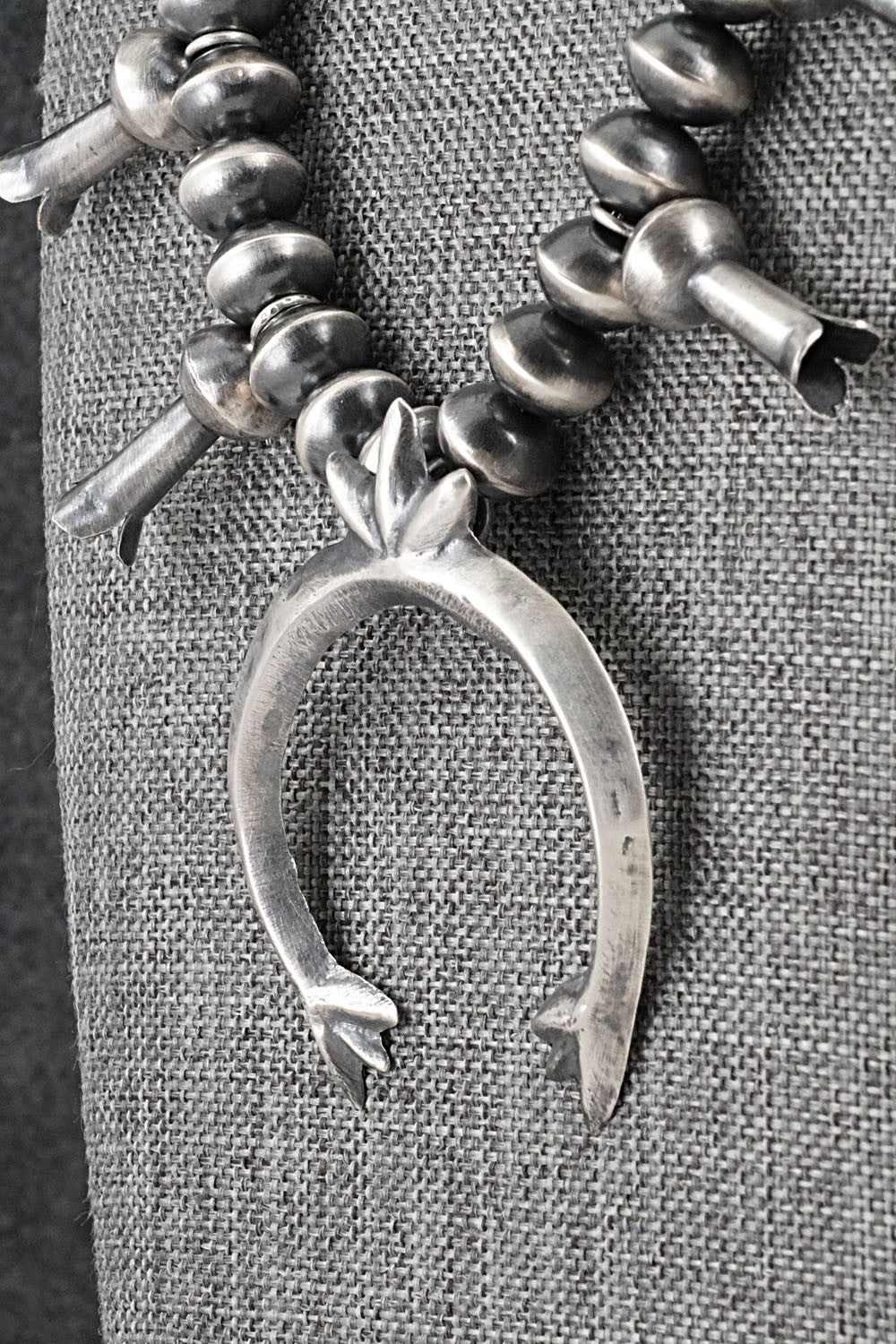 Sterling Silver Navajo Pearl Squash Blossom Necklace - Presley Haley