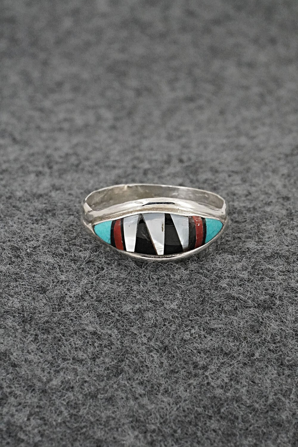 Multi-Stone & Sterling Silver Inlay Ring - Ola Eriacho - Size 9.5