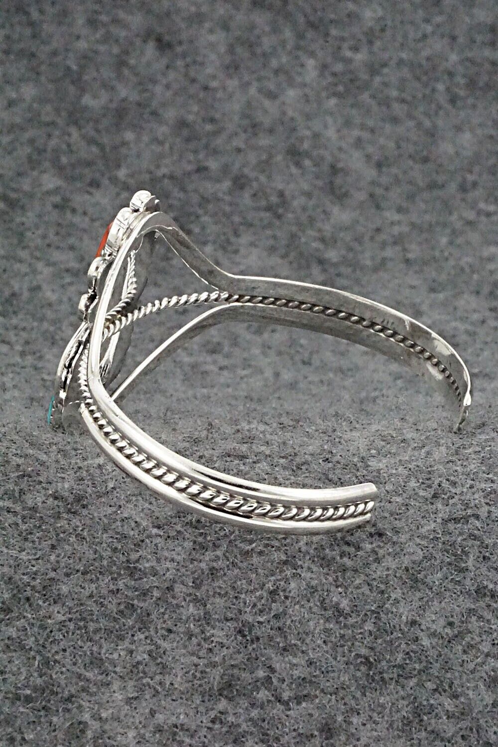 Turquoise, Coral & Sterling Silver Bracelet - Harry B. Yazzie