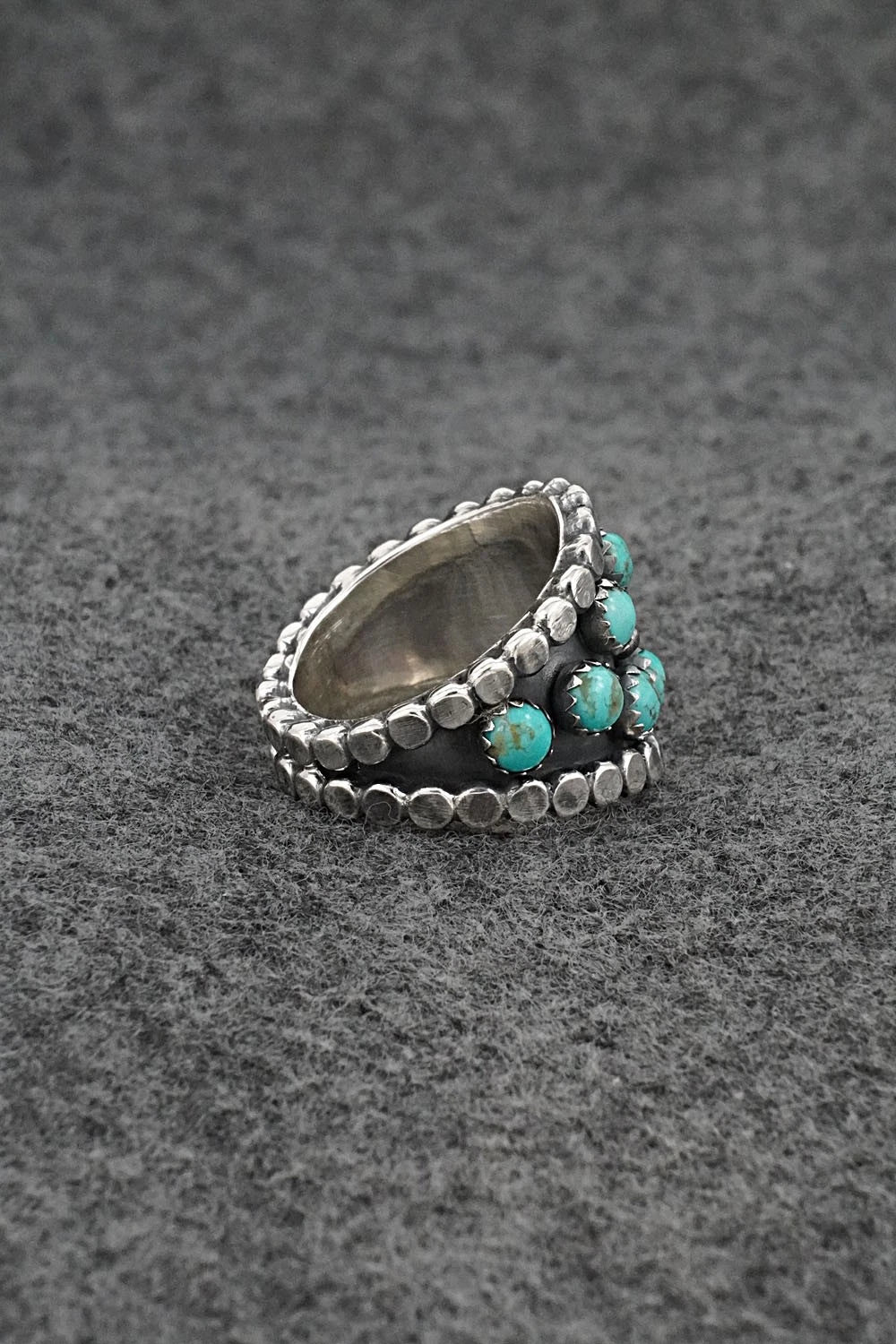 Turquoise & Sterling Silver Ring - Kenny Lonjose - Size 7