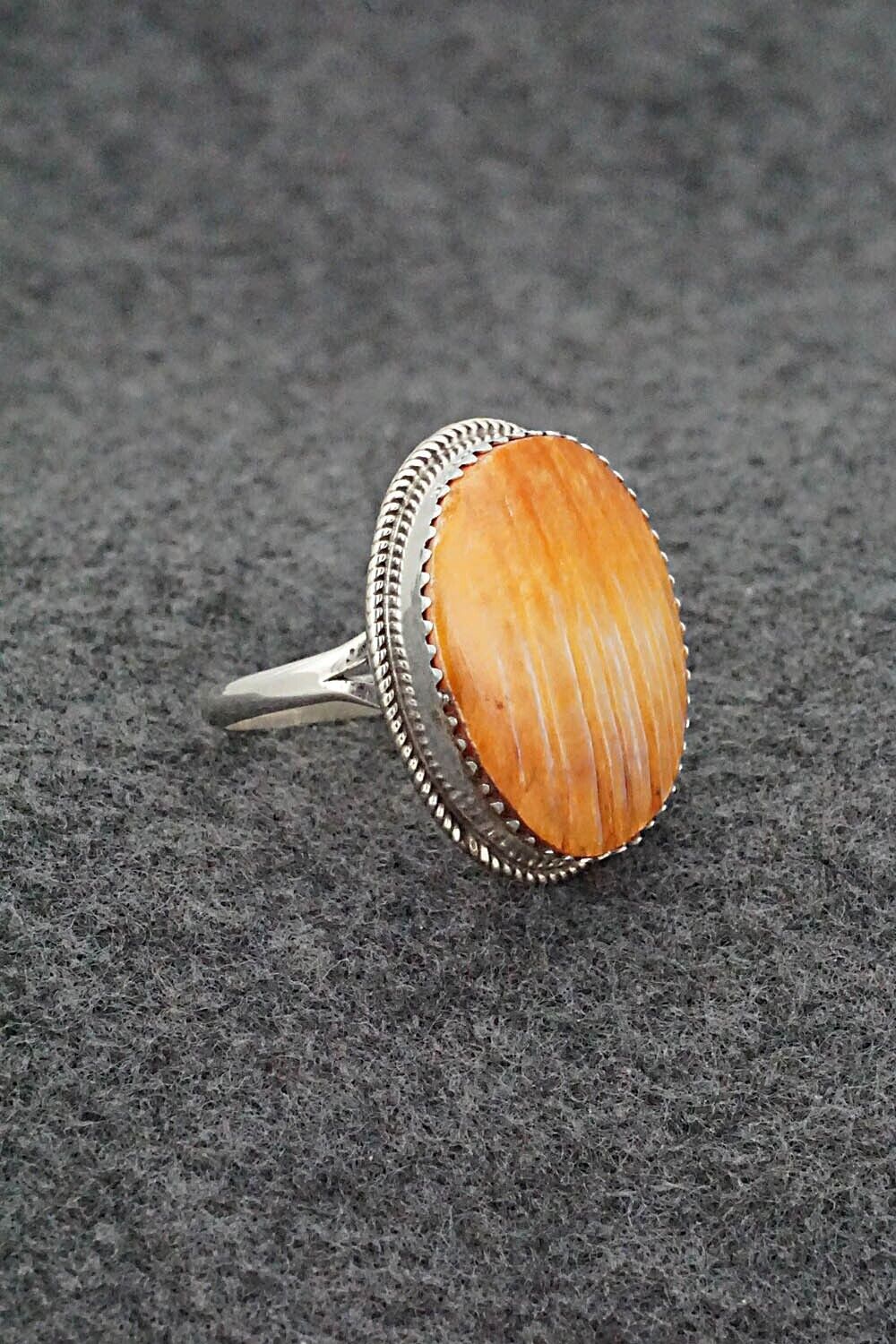 Spiny Oyster & Sterling Silver Ring - Ernest Hawthorne - Size 7.75