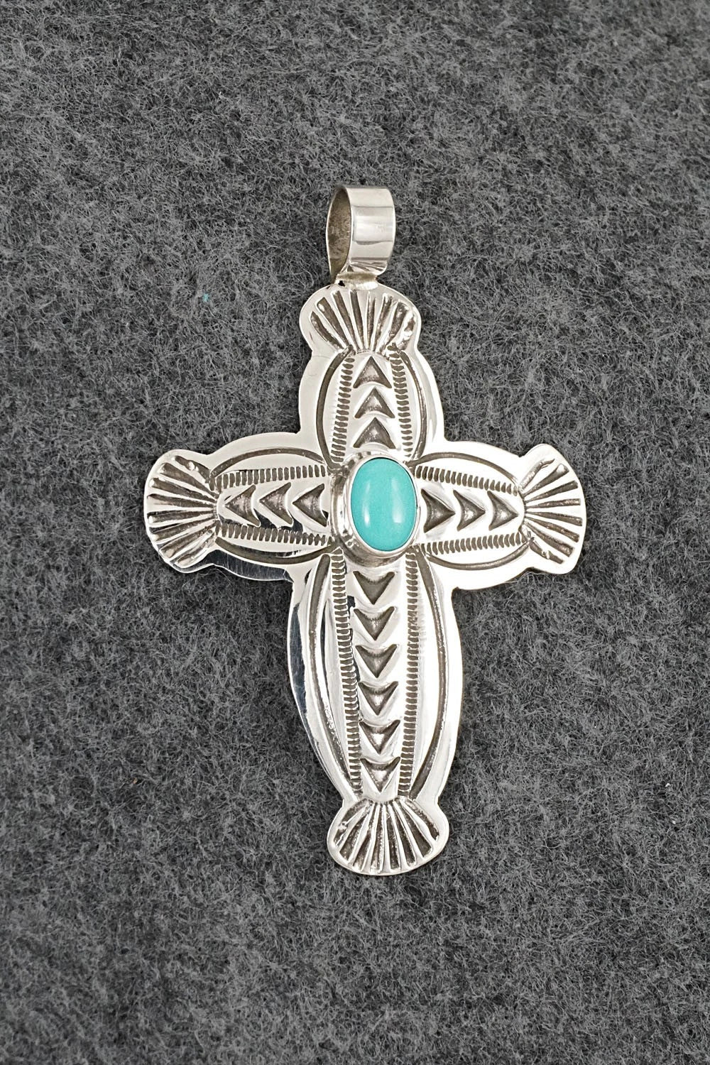 Turquoise & Sterling Silver Pendant - Arnold Blackgoat