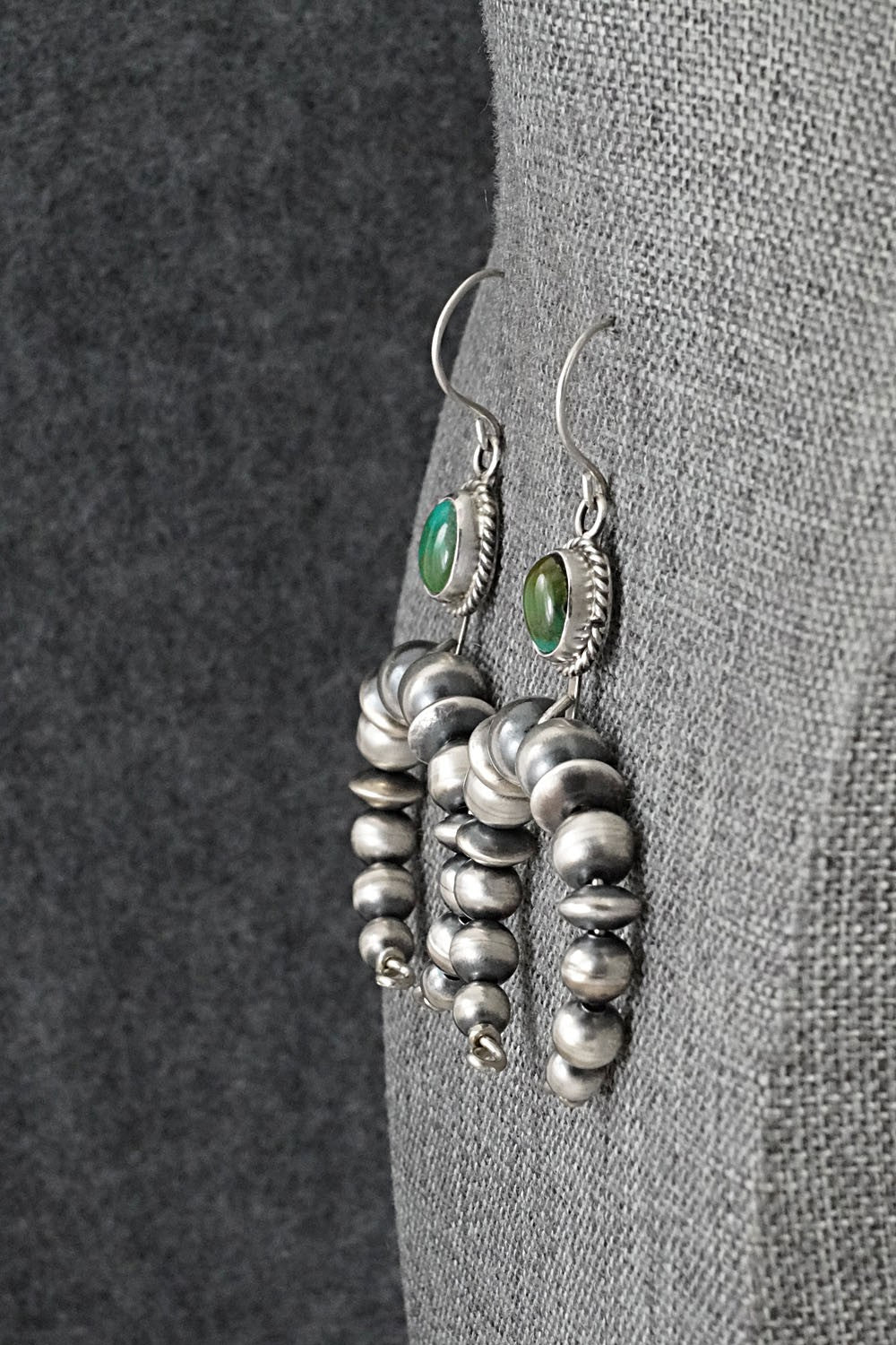 Turquoise & Sterling Silver Navajo Pearl Earrings - Rena Begay