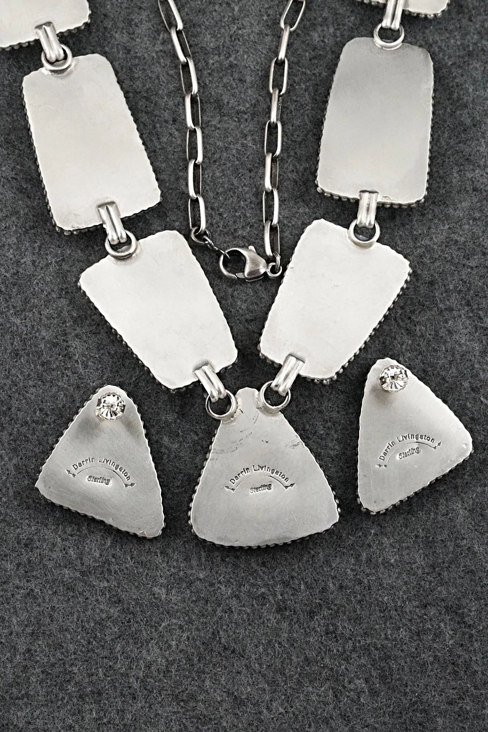 Turquoise & Sterling Silver Necklace and Earrings Set - Darrin Livingston