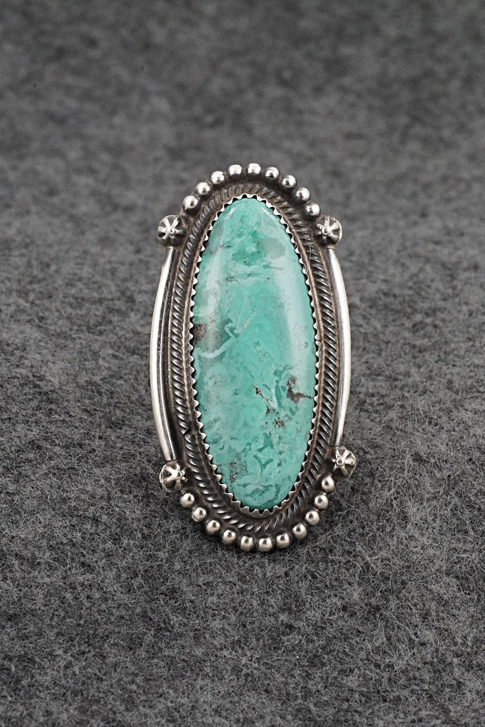 Turquoise & Sterling Silver Ring - Leslie Nez - Size 10