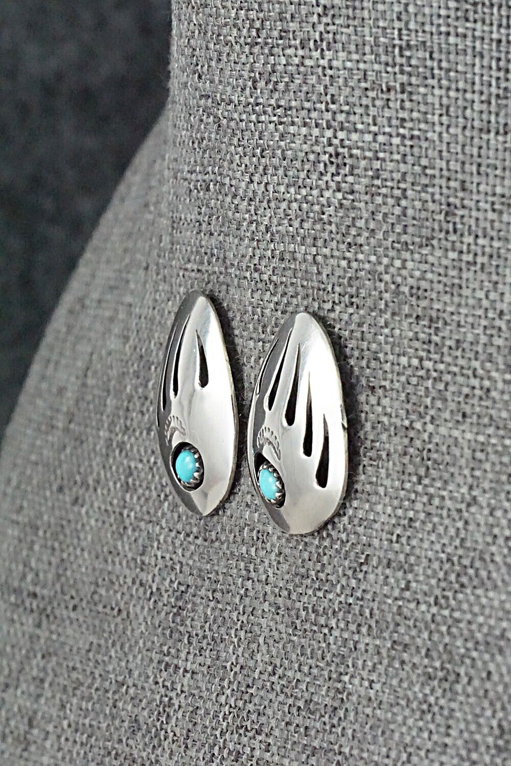 Turquoise & Sterling Silver Earrings - Ervin Begay