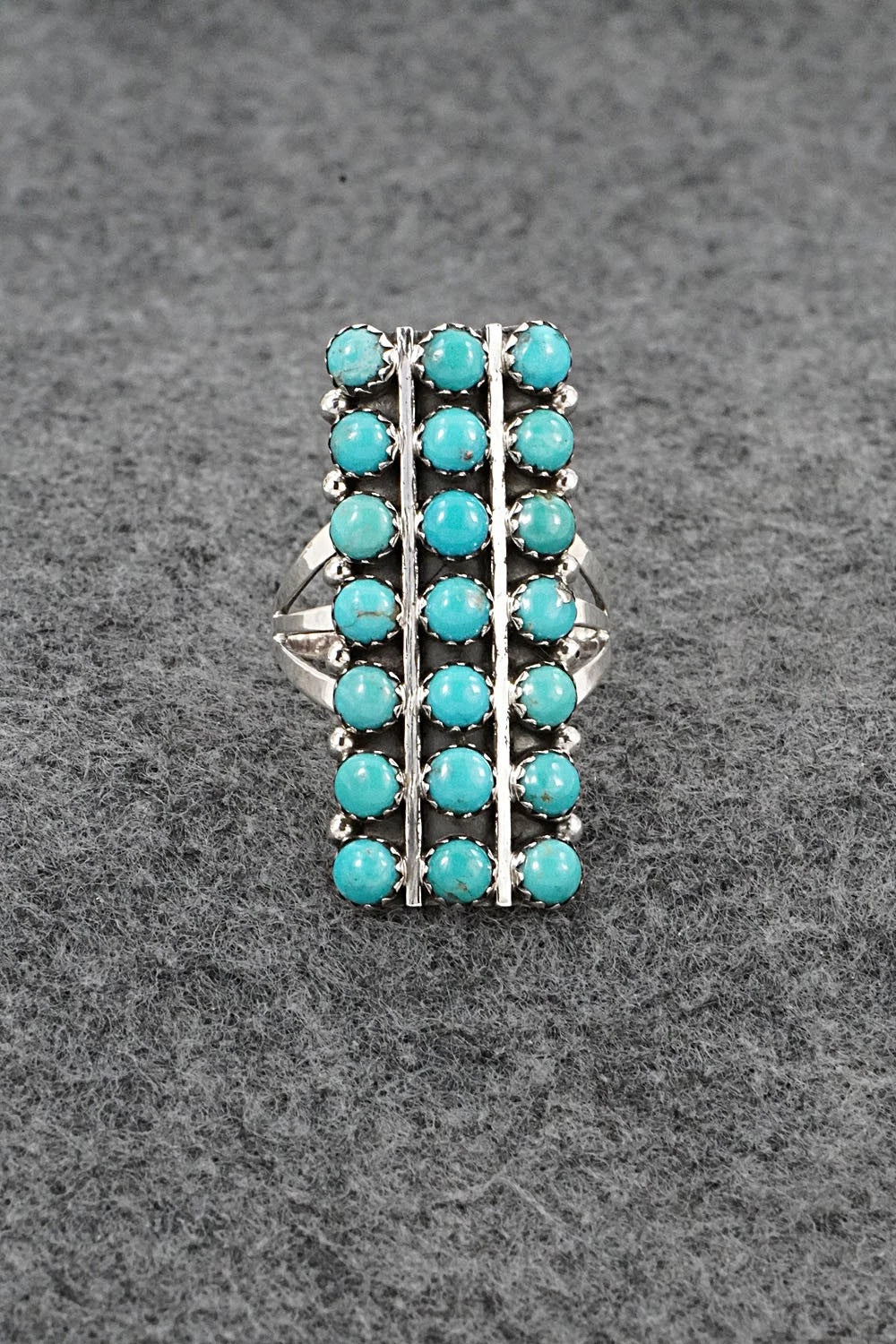 Turquoise & Sterling Silver Ring - Kenny Lonjose - Size 9
